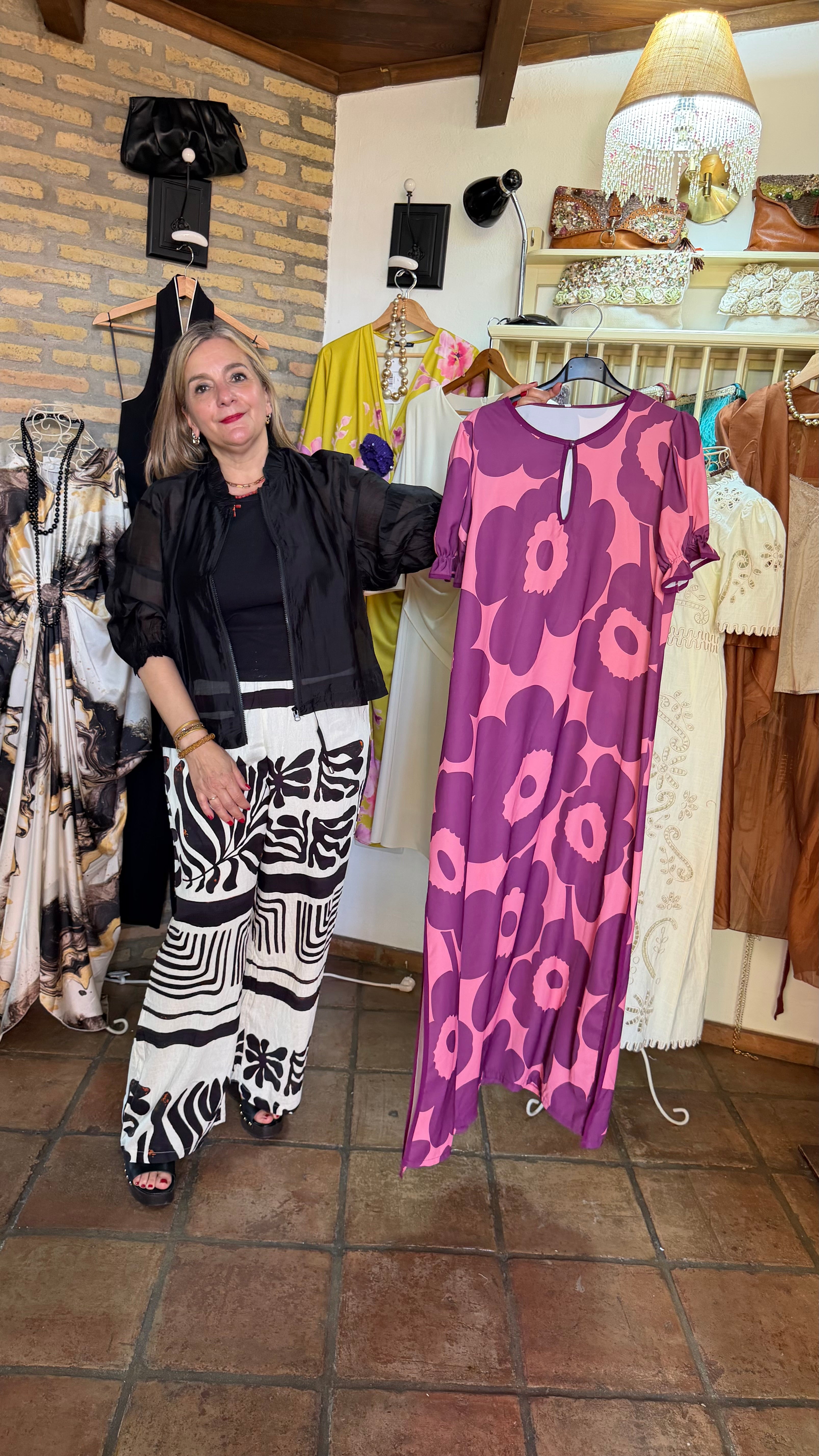 Vestido rosa flores
