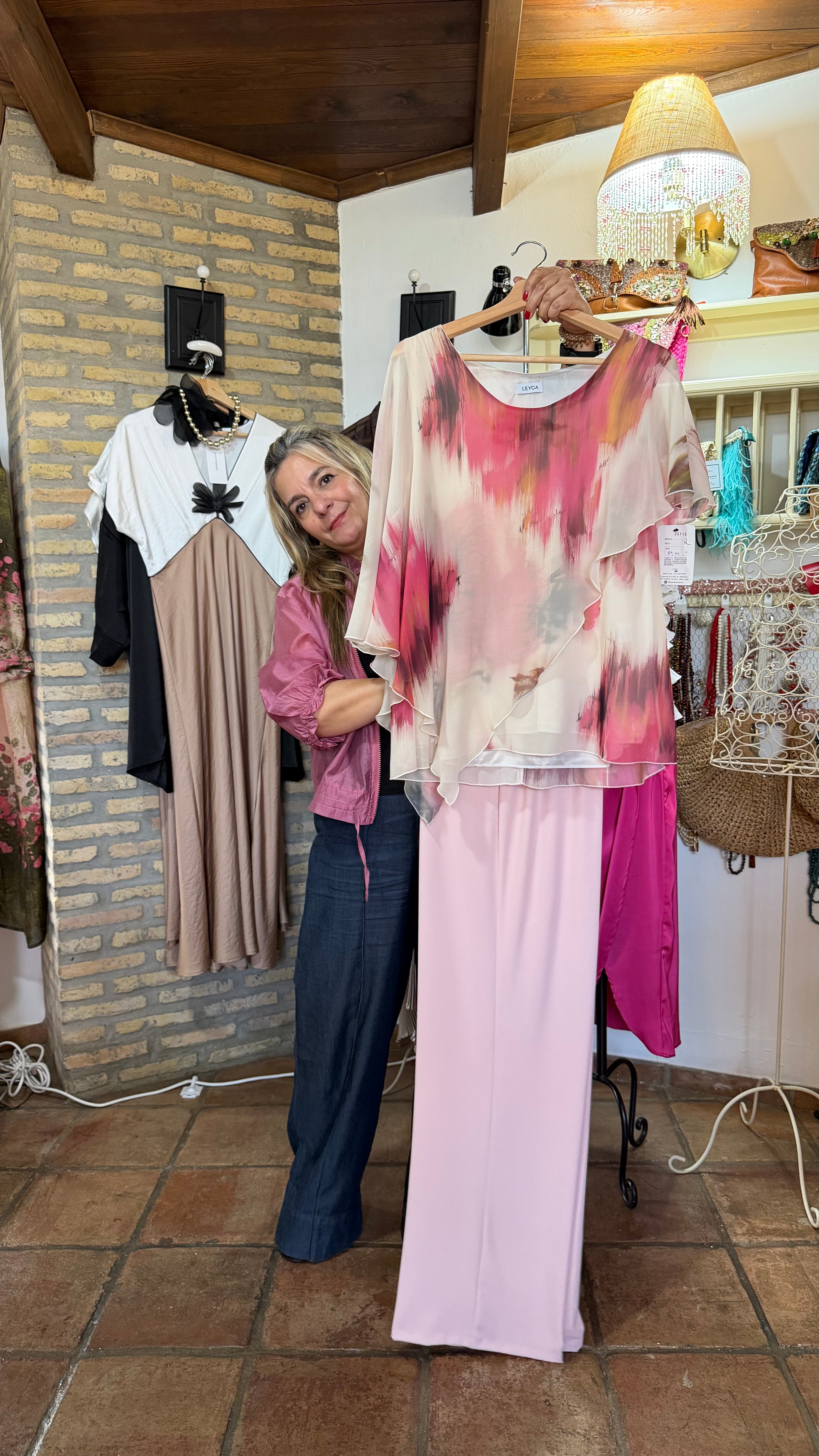 Camisa estampada rosa
