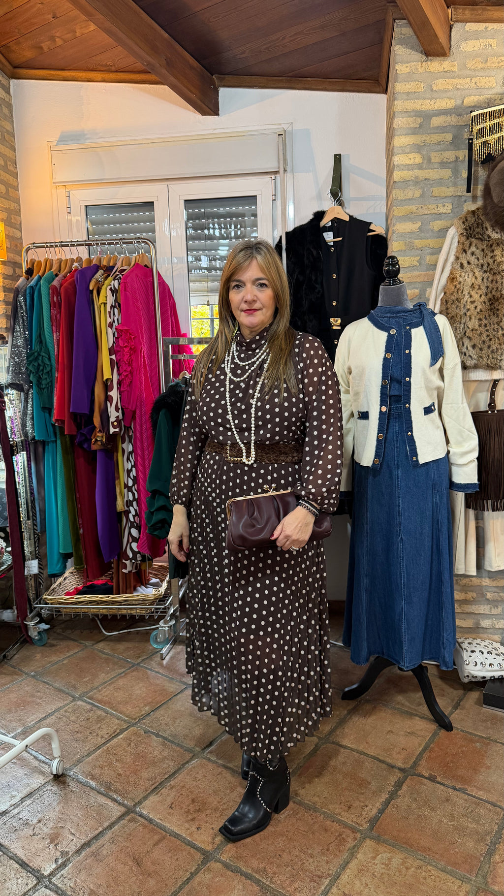 Vestido lunares marrón