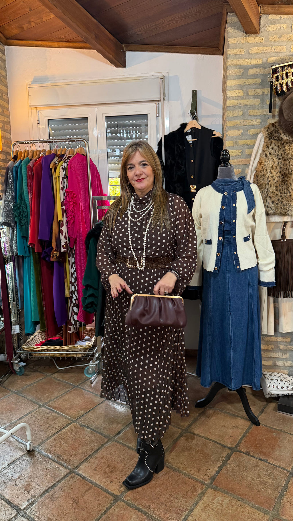 Vestido lunares marrón