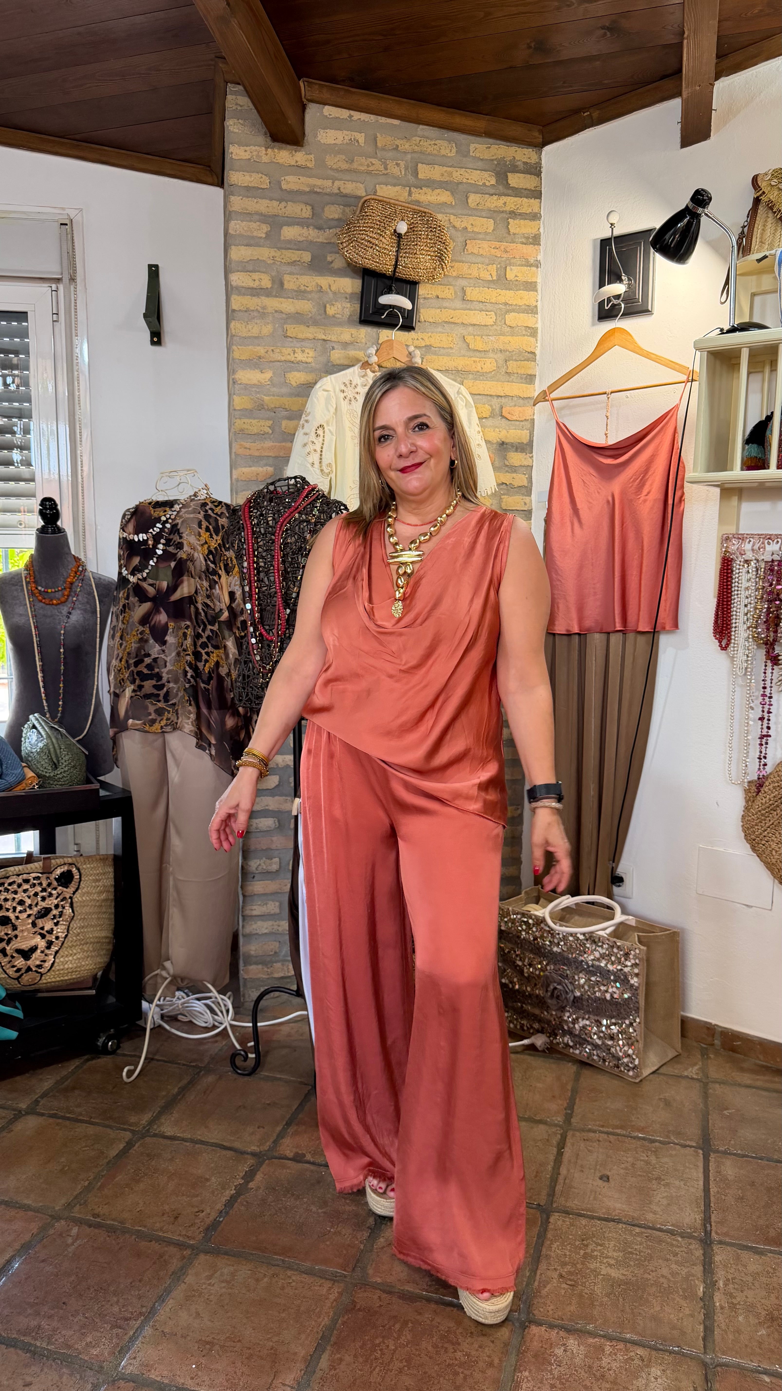 Pantalón fluido mandarina