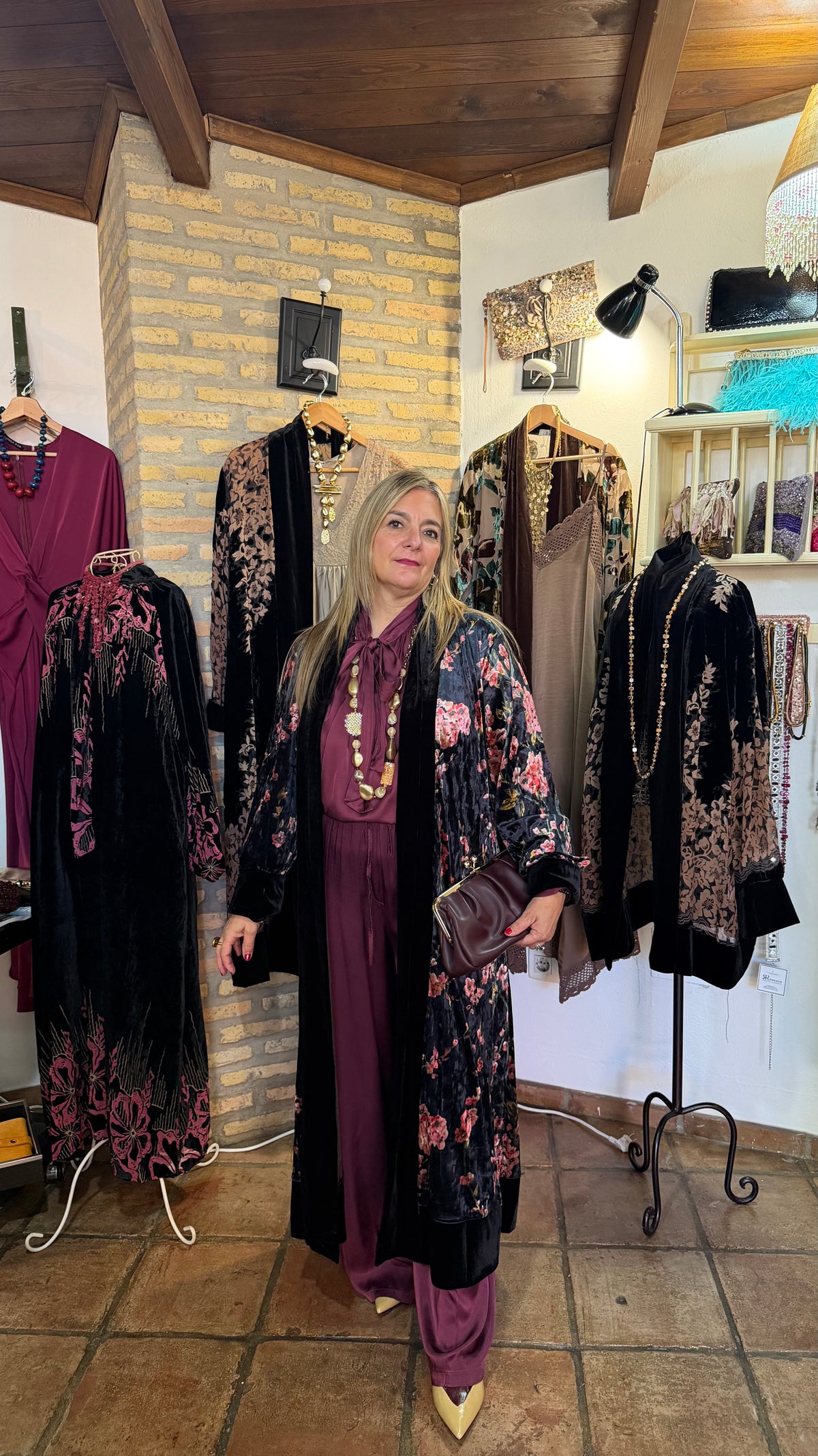 Caftan terciopelo buganvilla