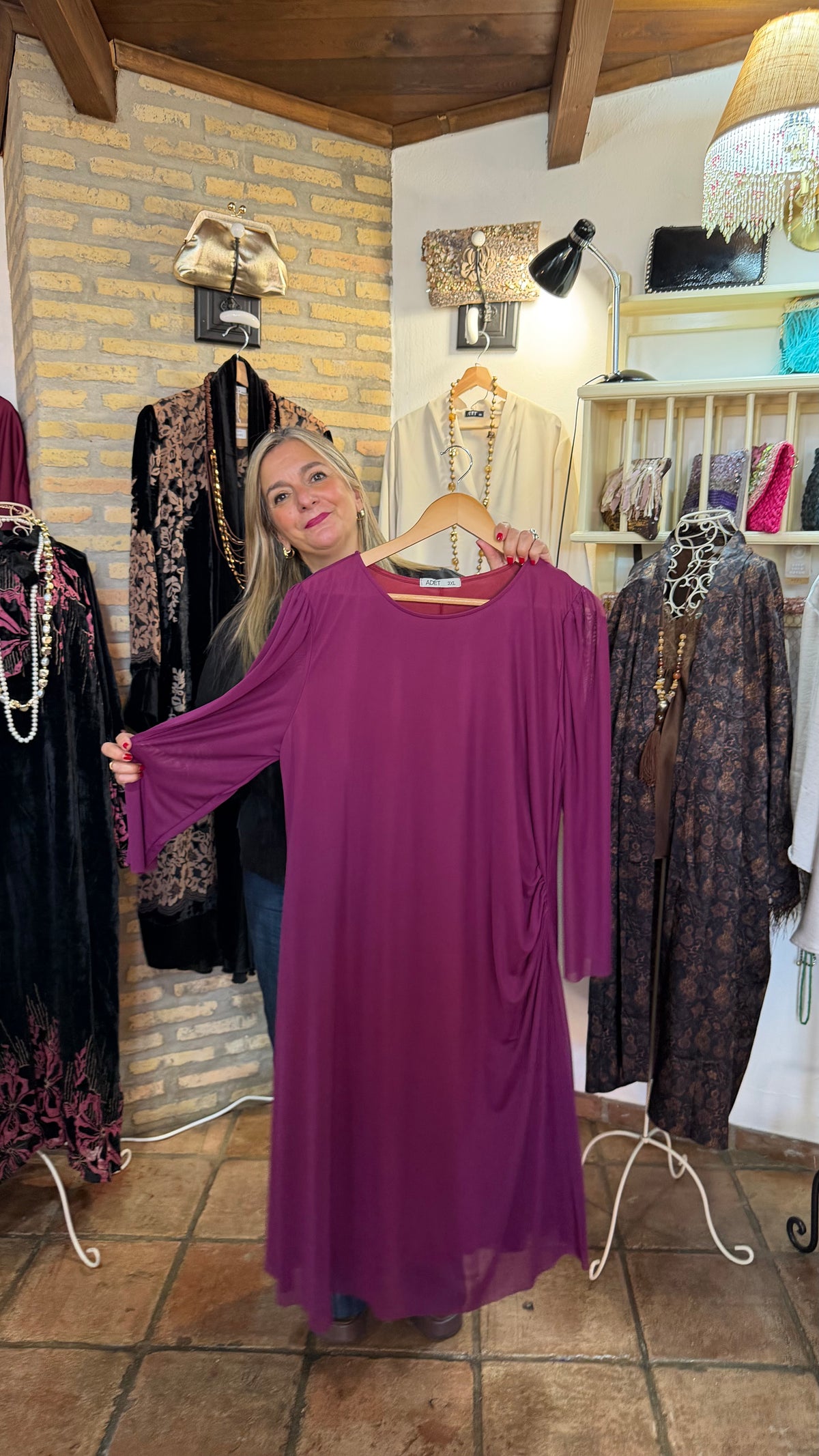 Vestido gasa berenjena