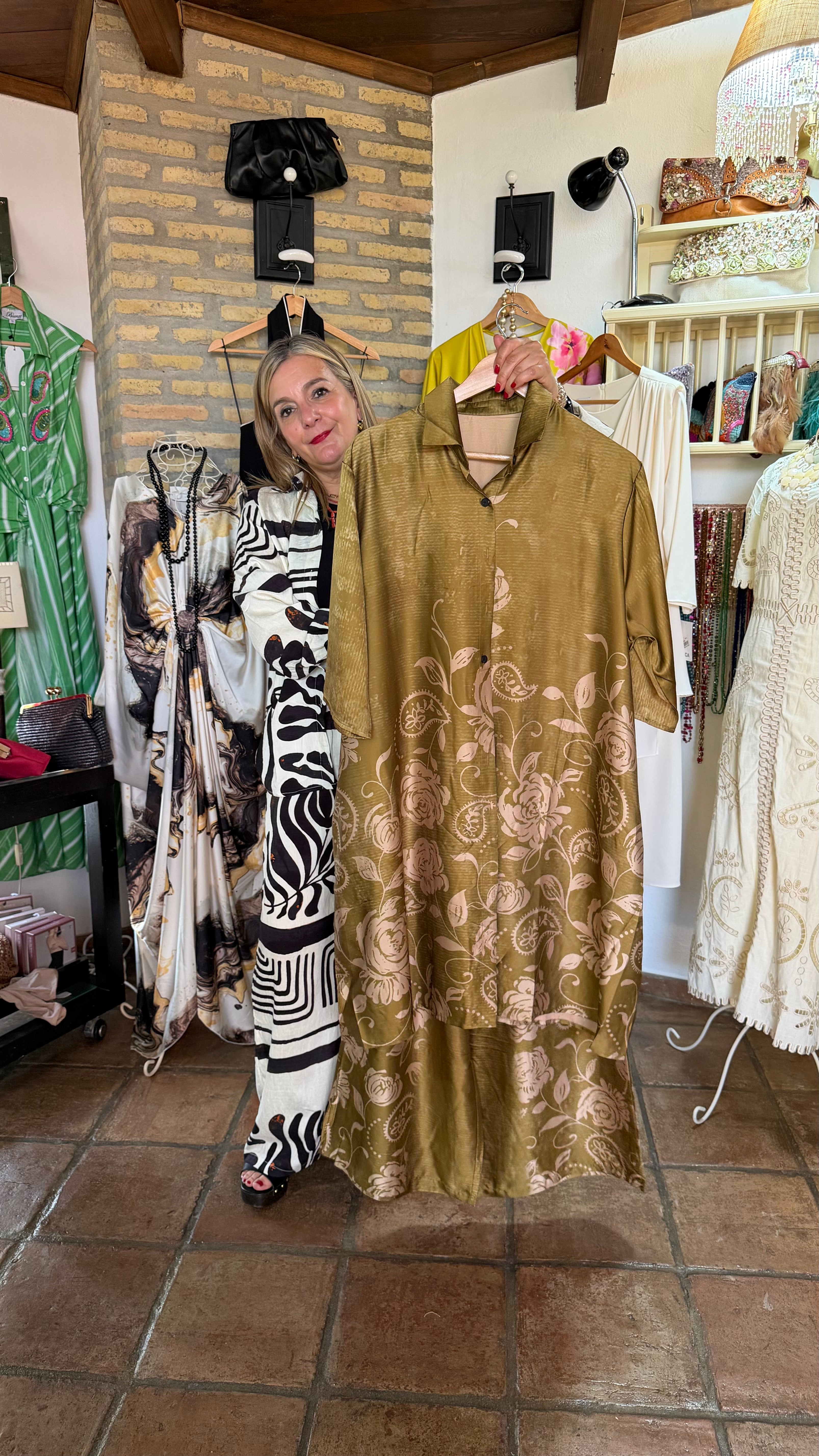 Conjunto caftán estampado