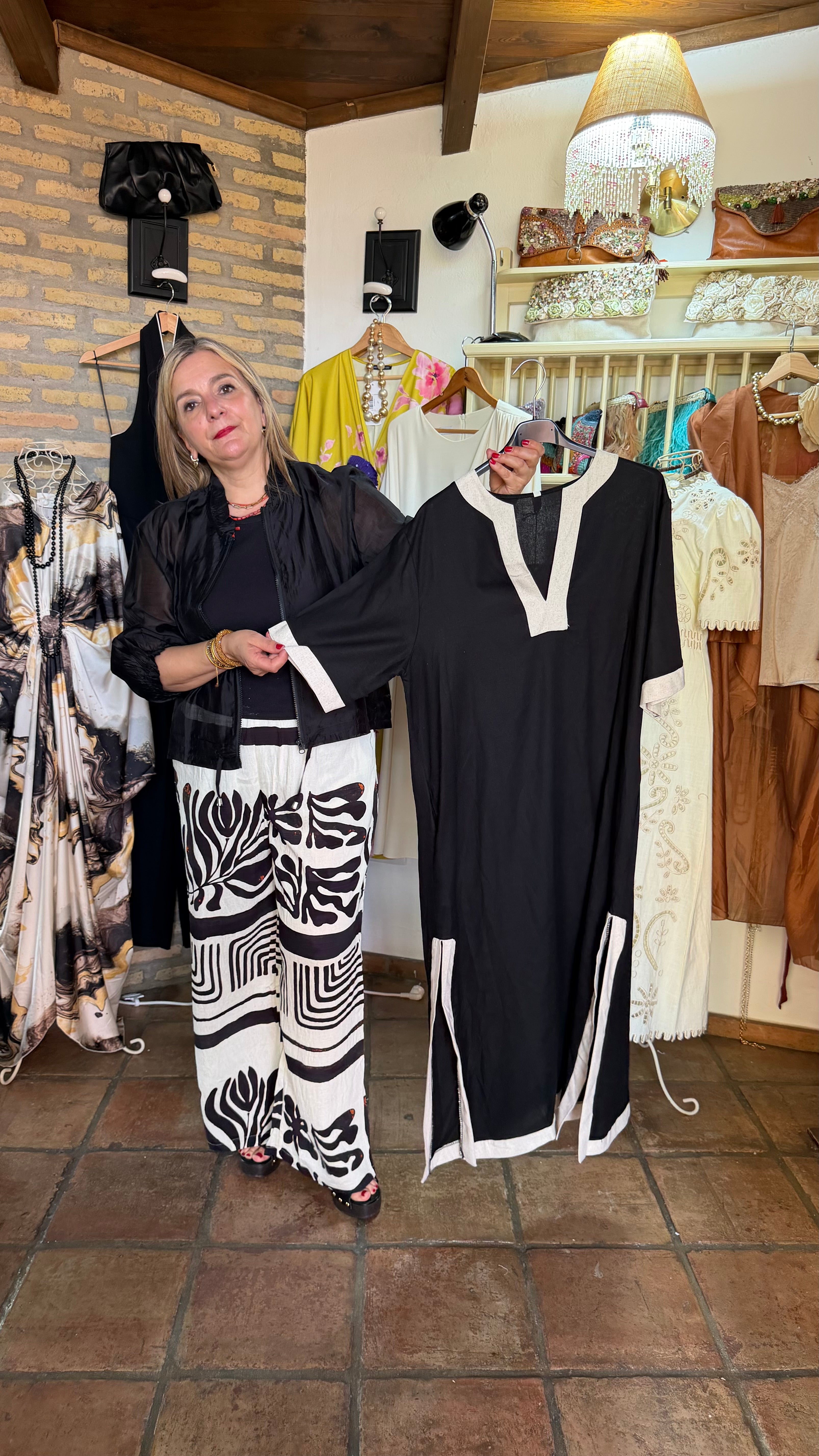 Vestido negro lino