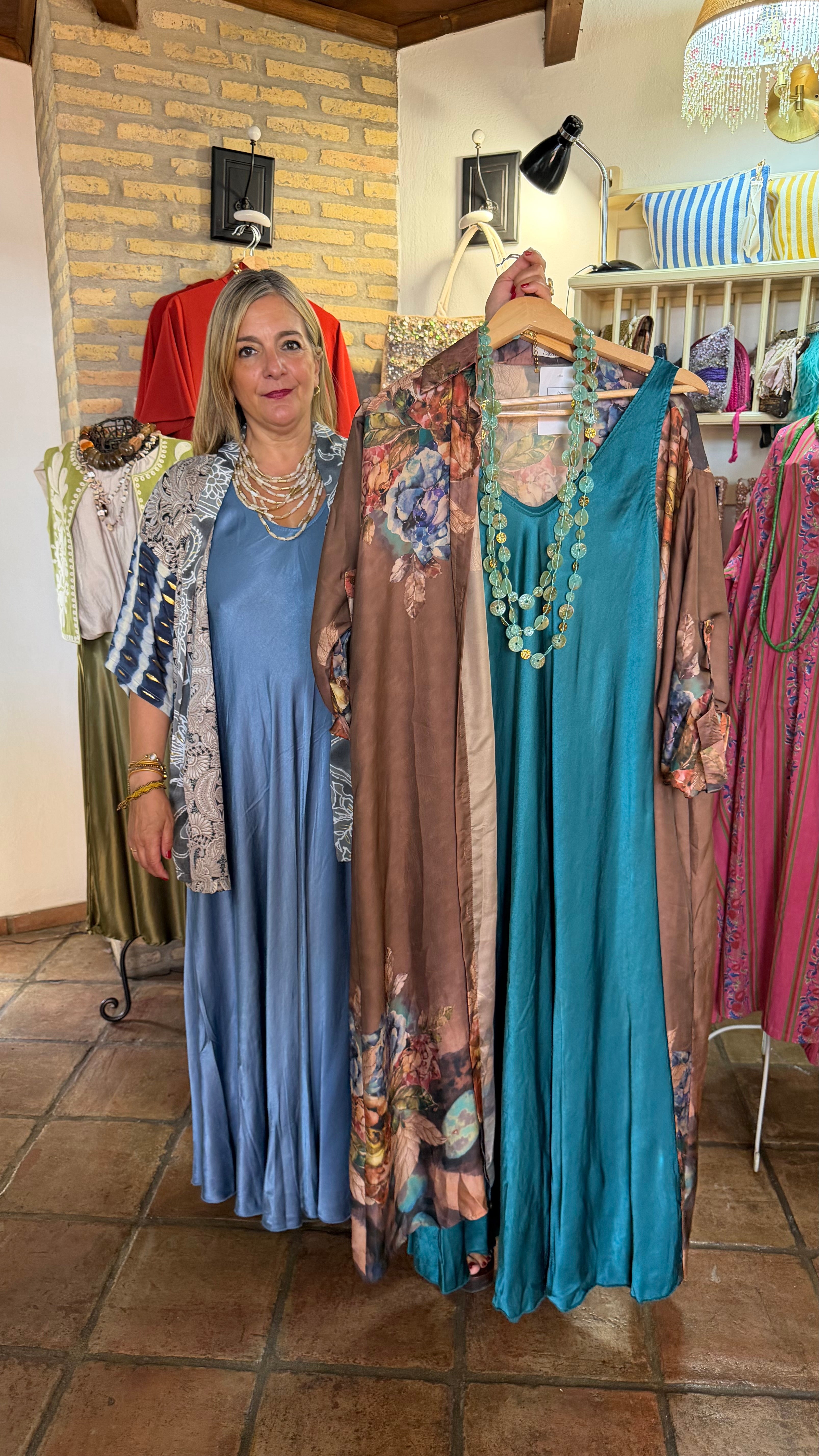 Vestido azul petróleo