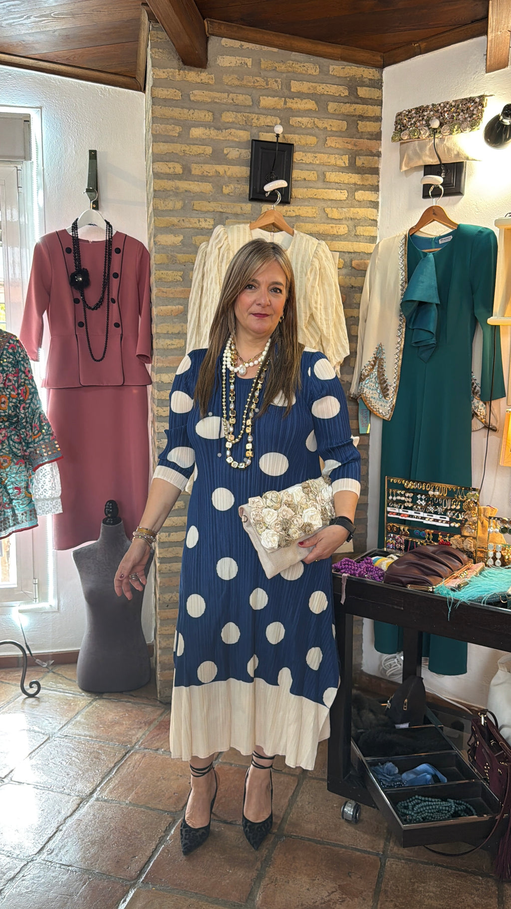 Vestido lunares azul