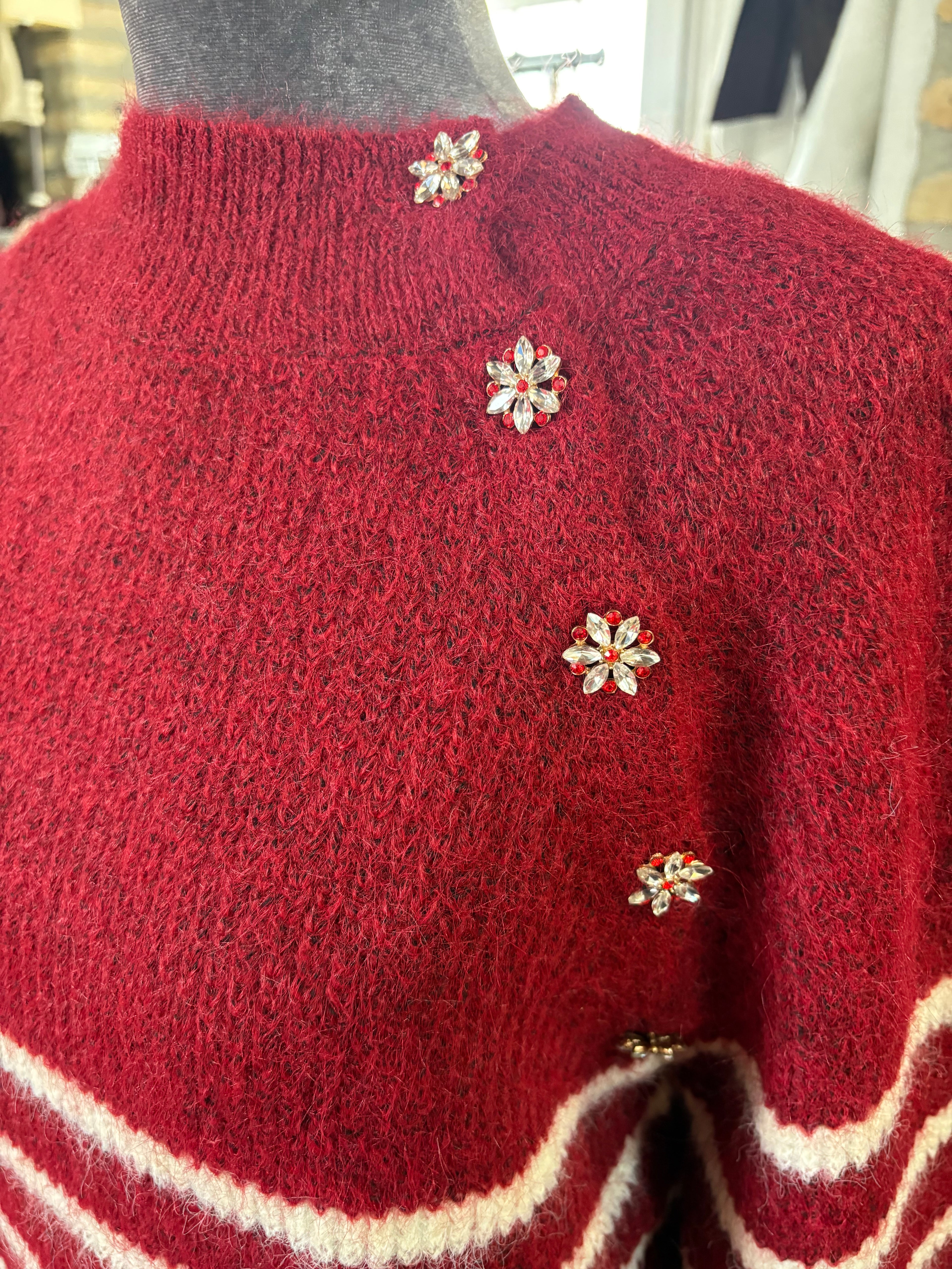 Jersey burdeos rayas joya