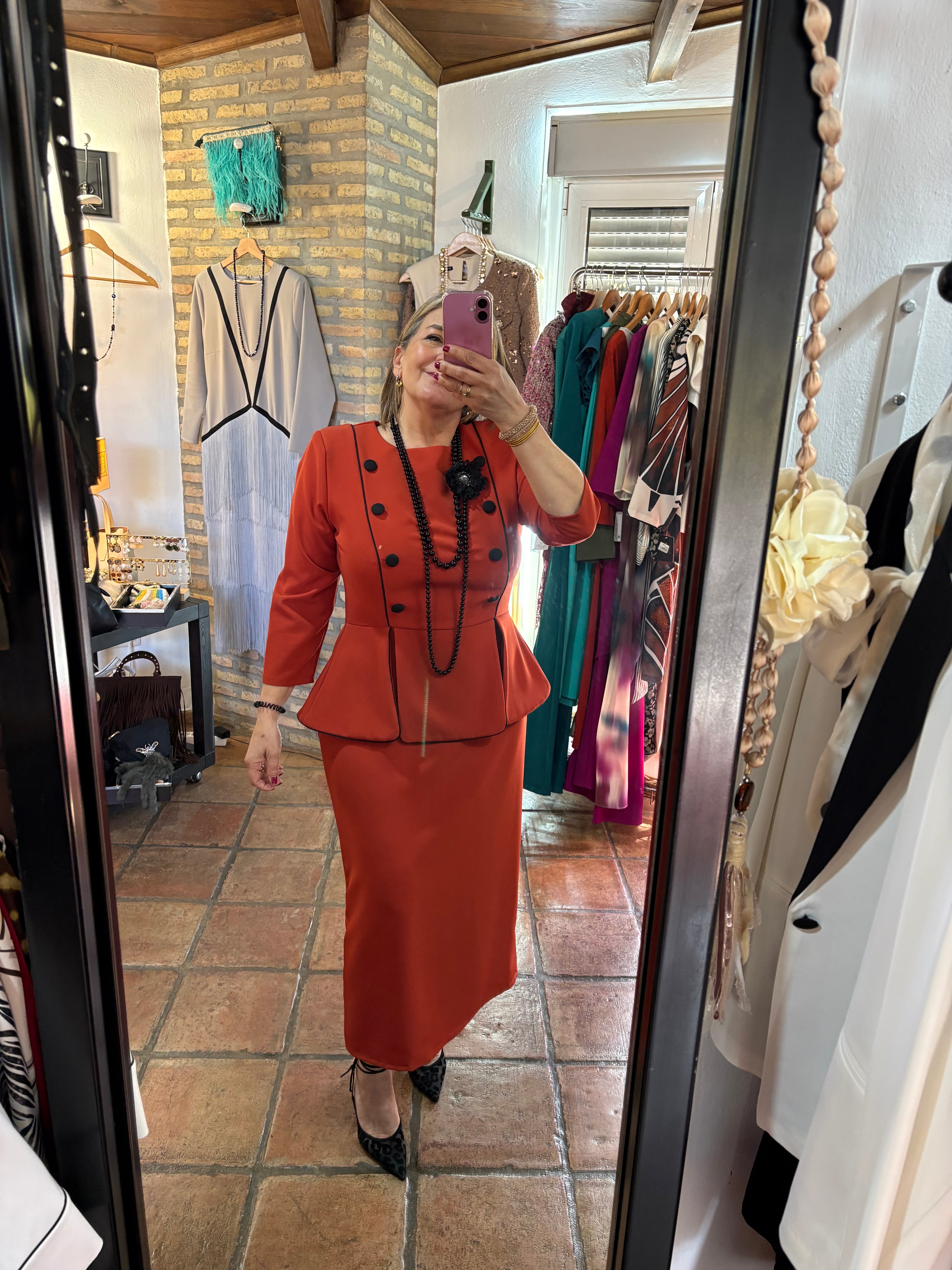 Vestido teja PEPLUM