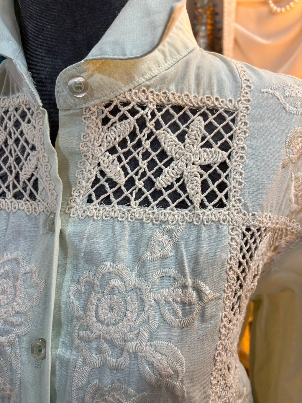 Camisa crochet y bordados VERDE