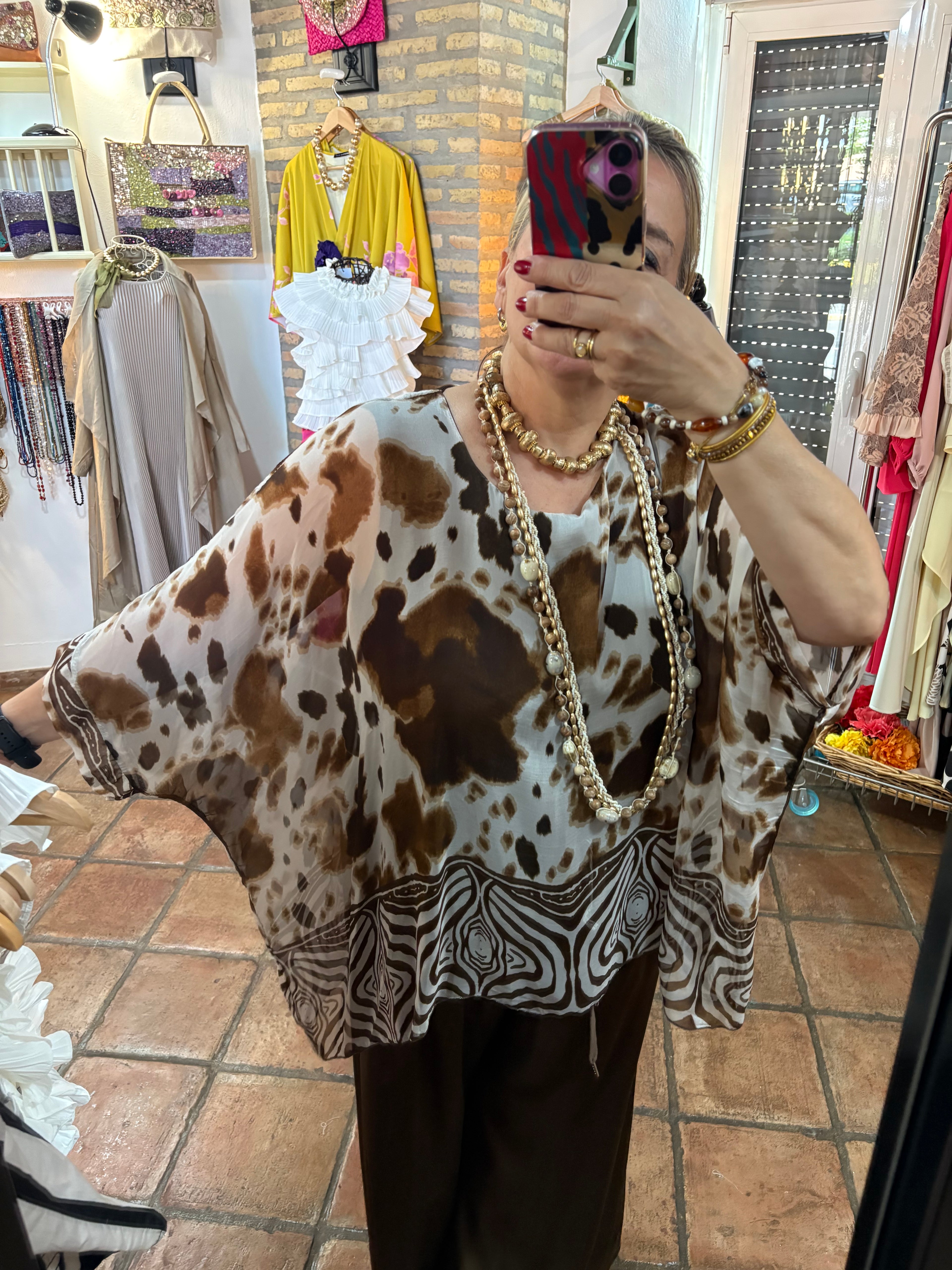 CAMISA SEDA ANIMAL CEBR