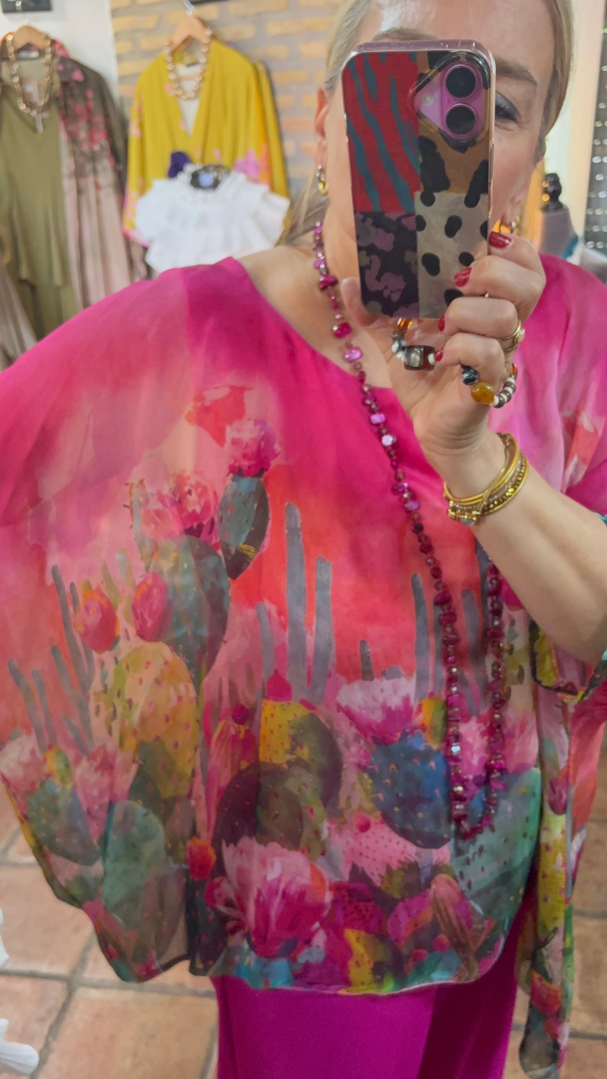 CAMISA SEDA TONOS FUCSIA