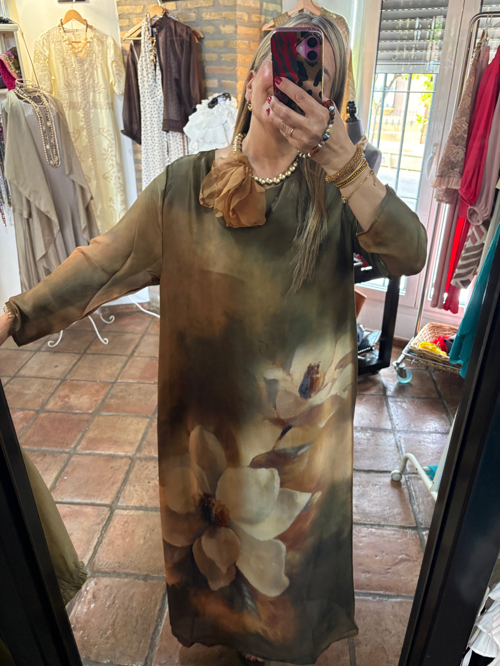 VESTIDO SEDA ESTAMPADO FLOR