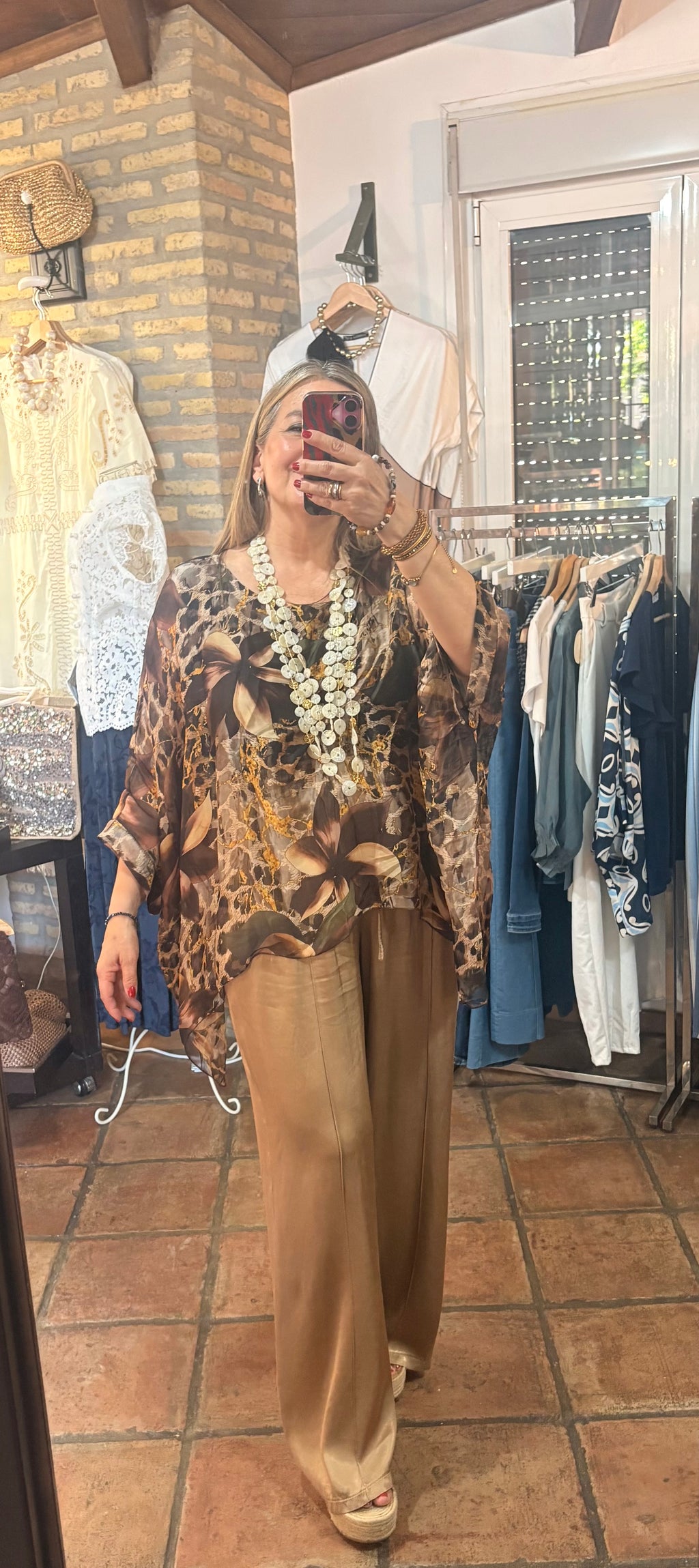 PANTALON SATEN DORADO