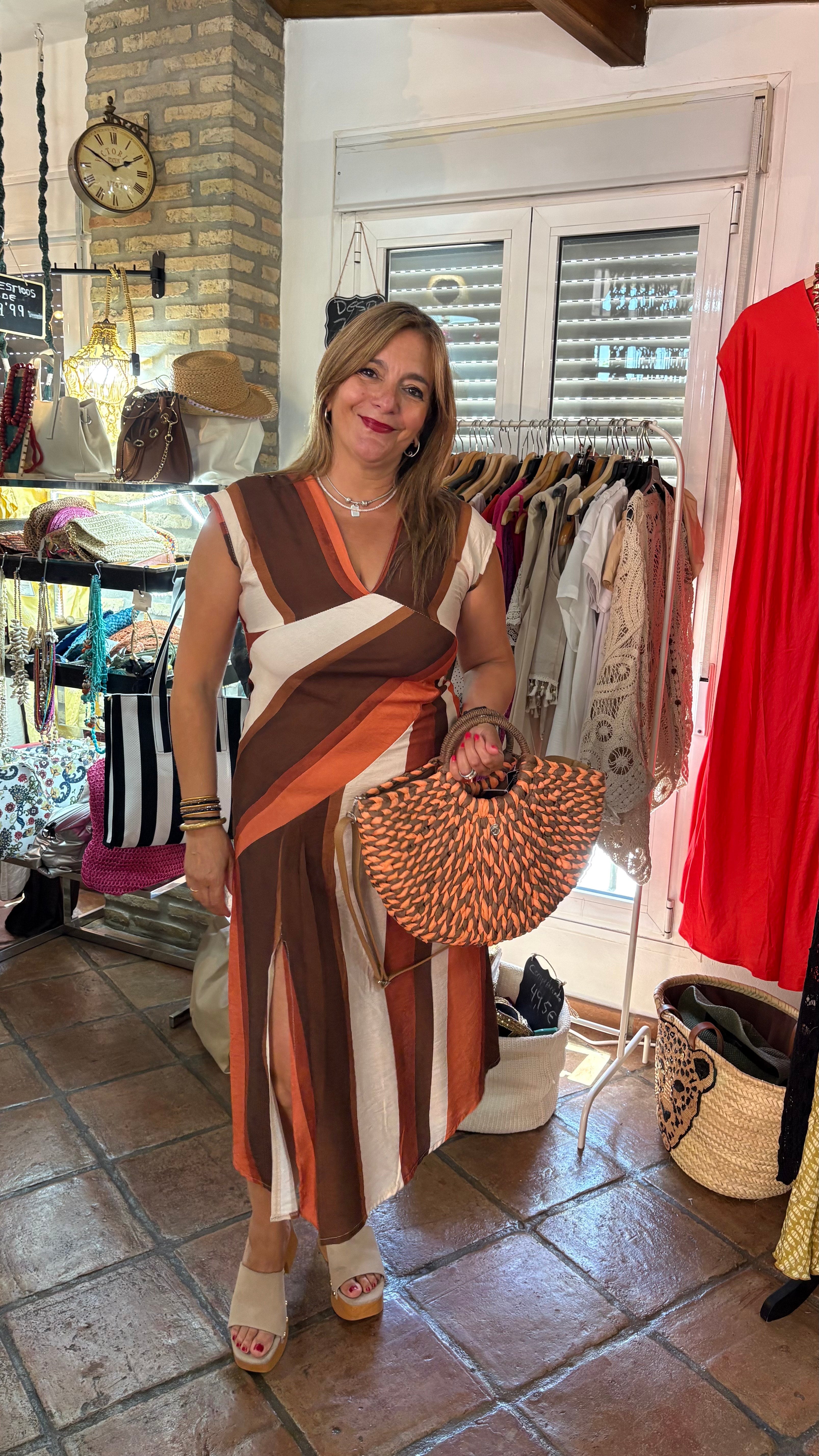 Vestido lineas tricolor