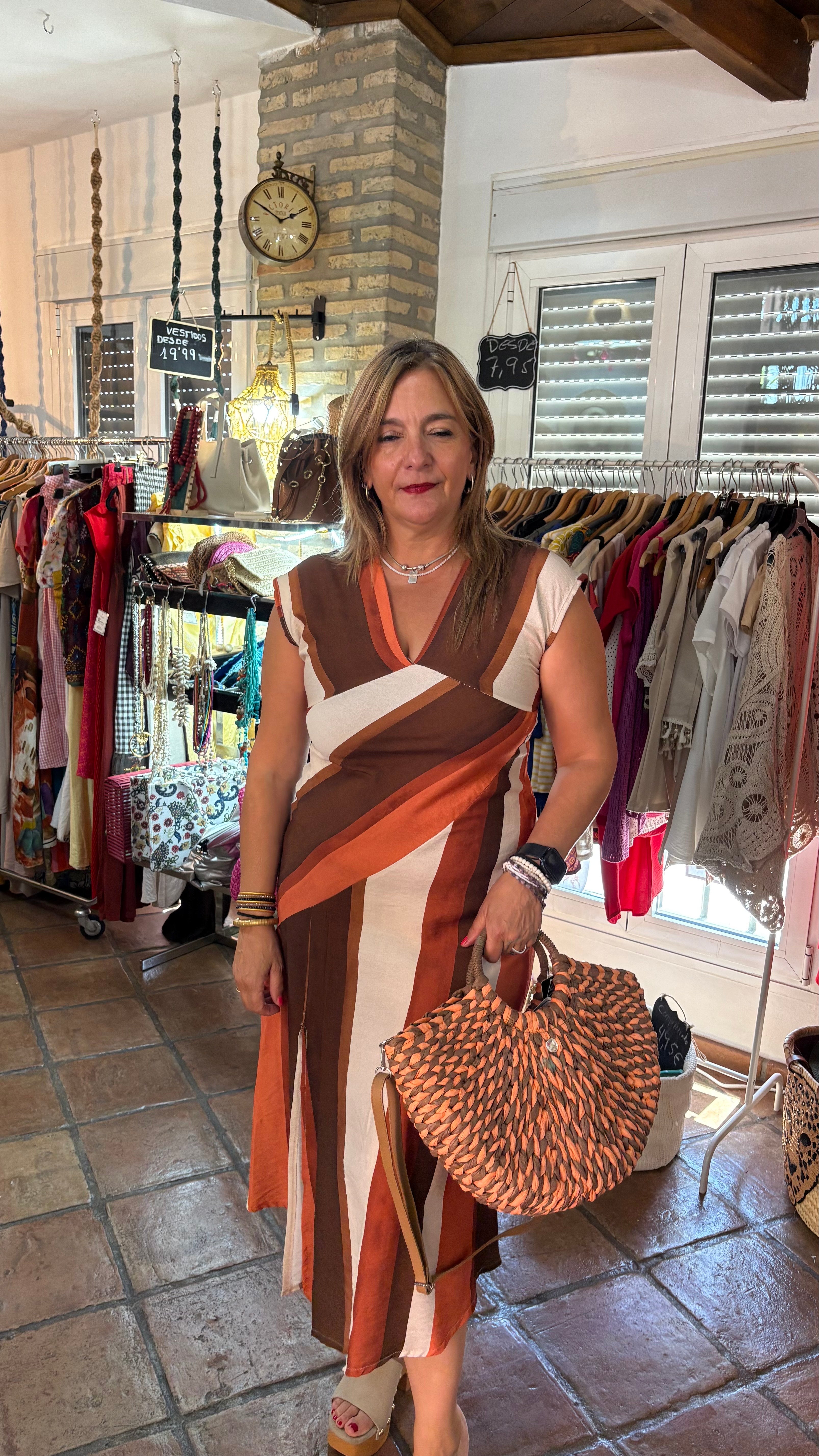 Vestido lineas tricolor