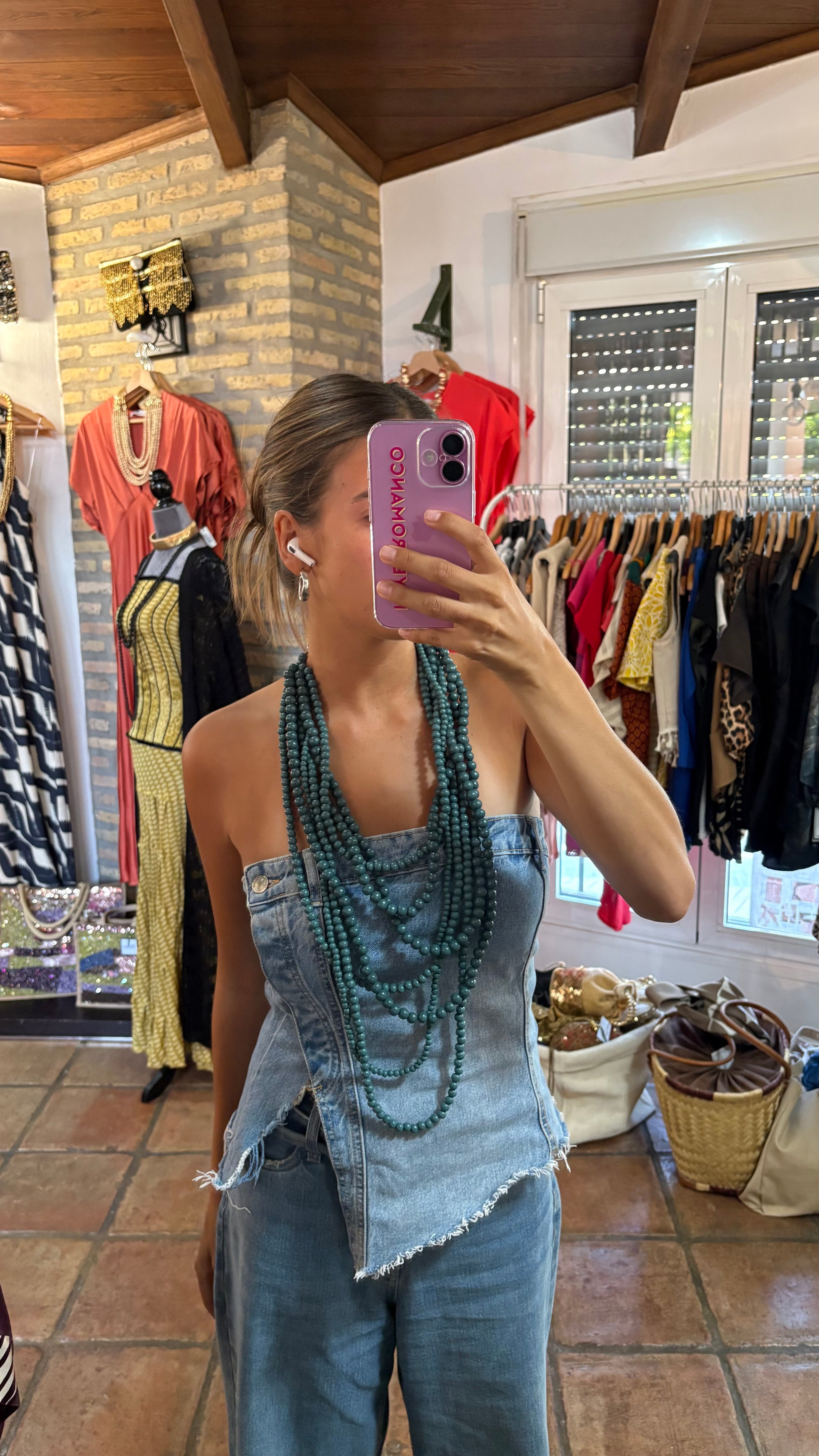 Collar bolas azul