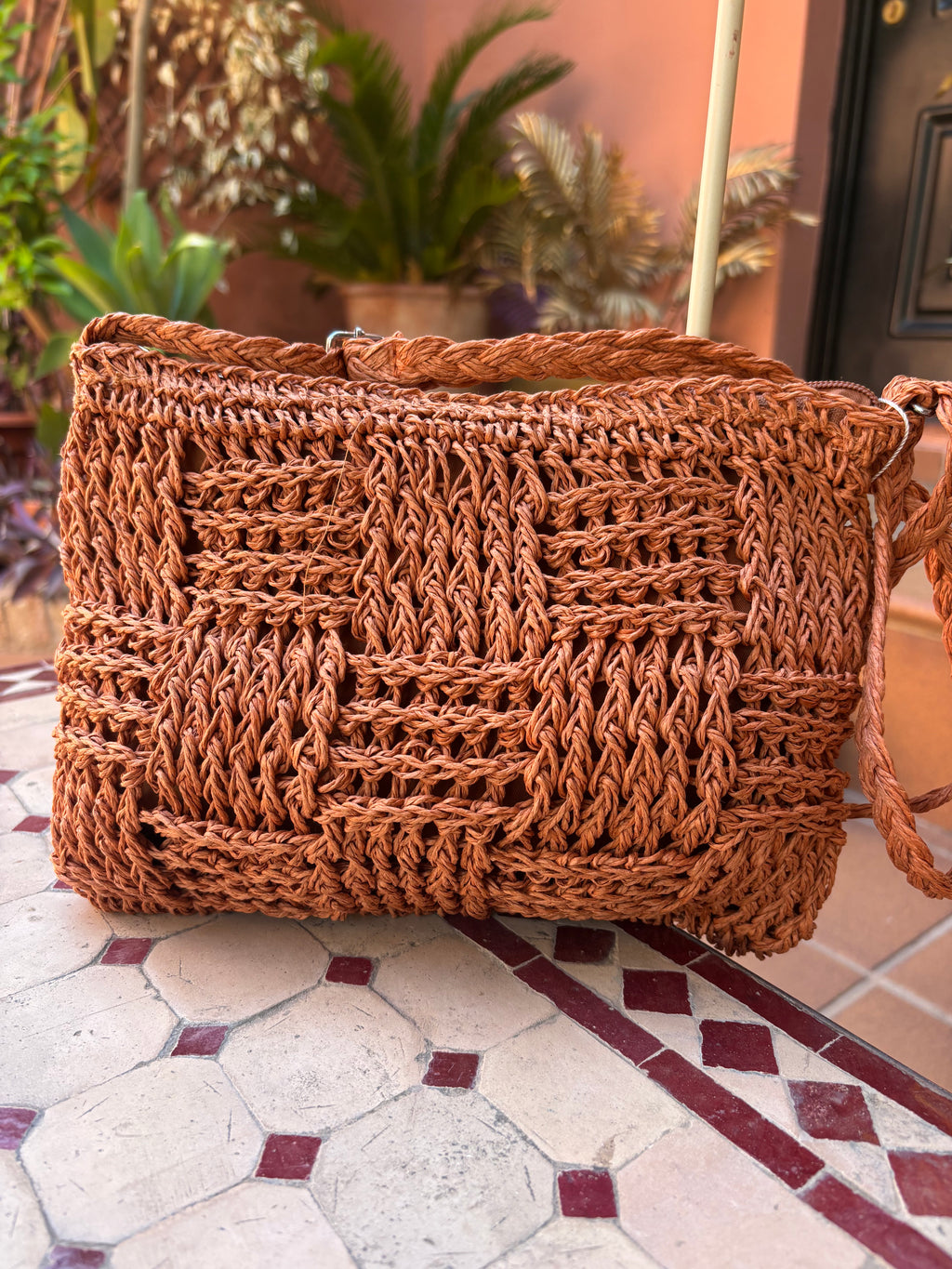 Bolso rafia cuadros
