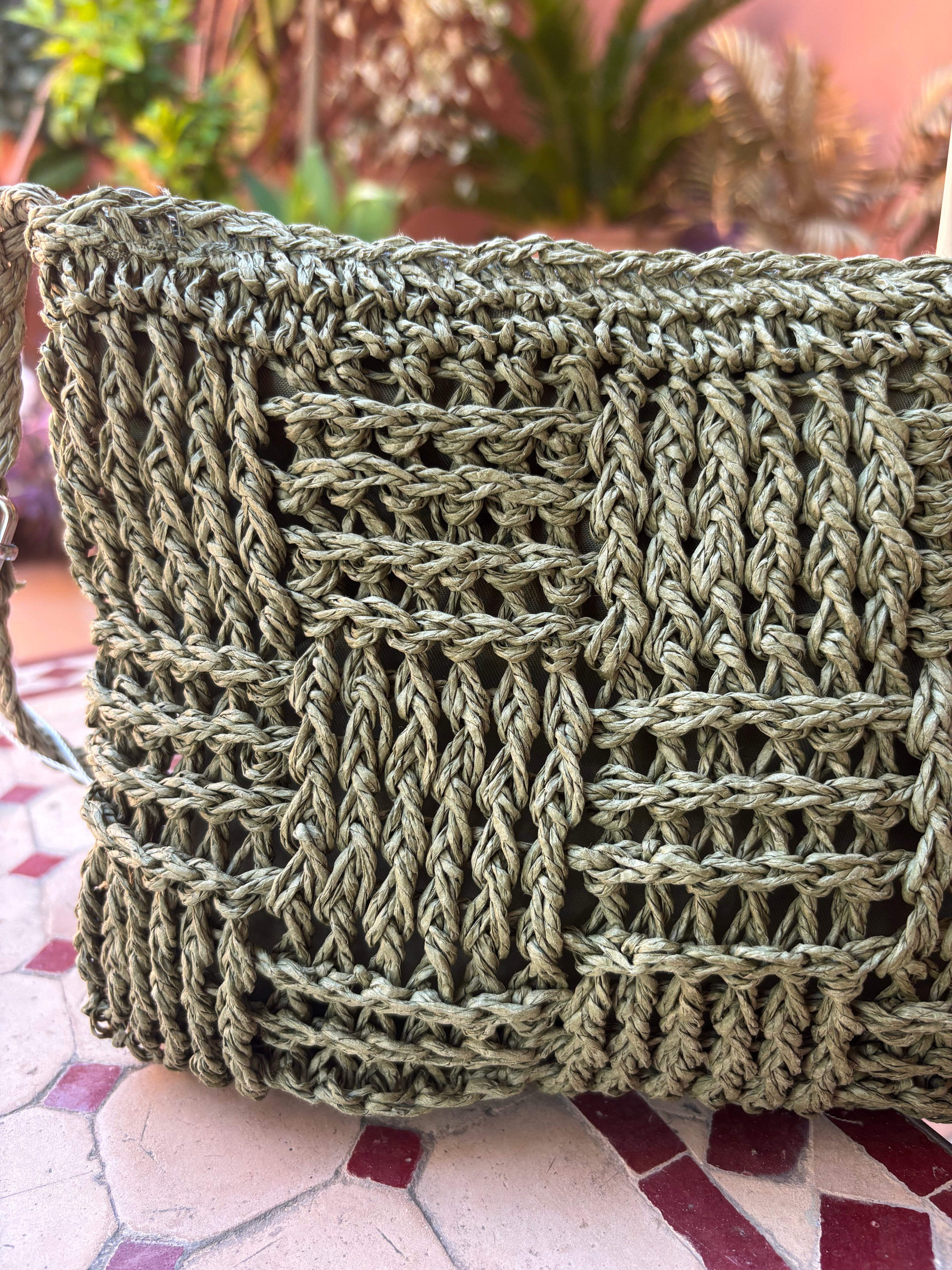 Bolso rafia cuadros