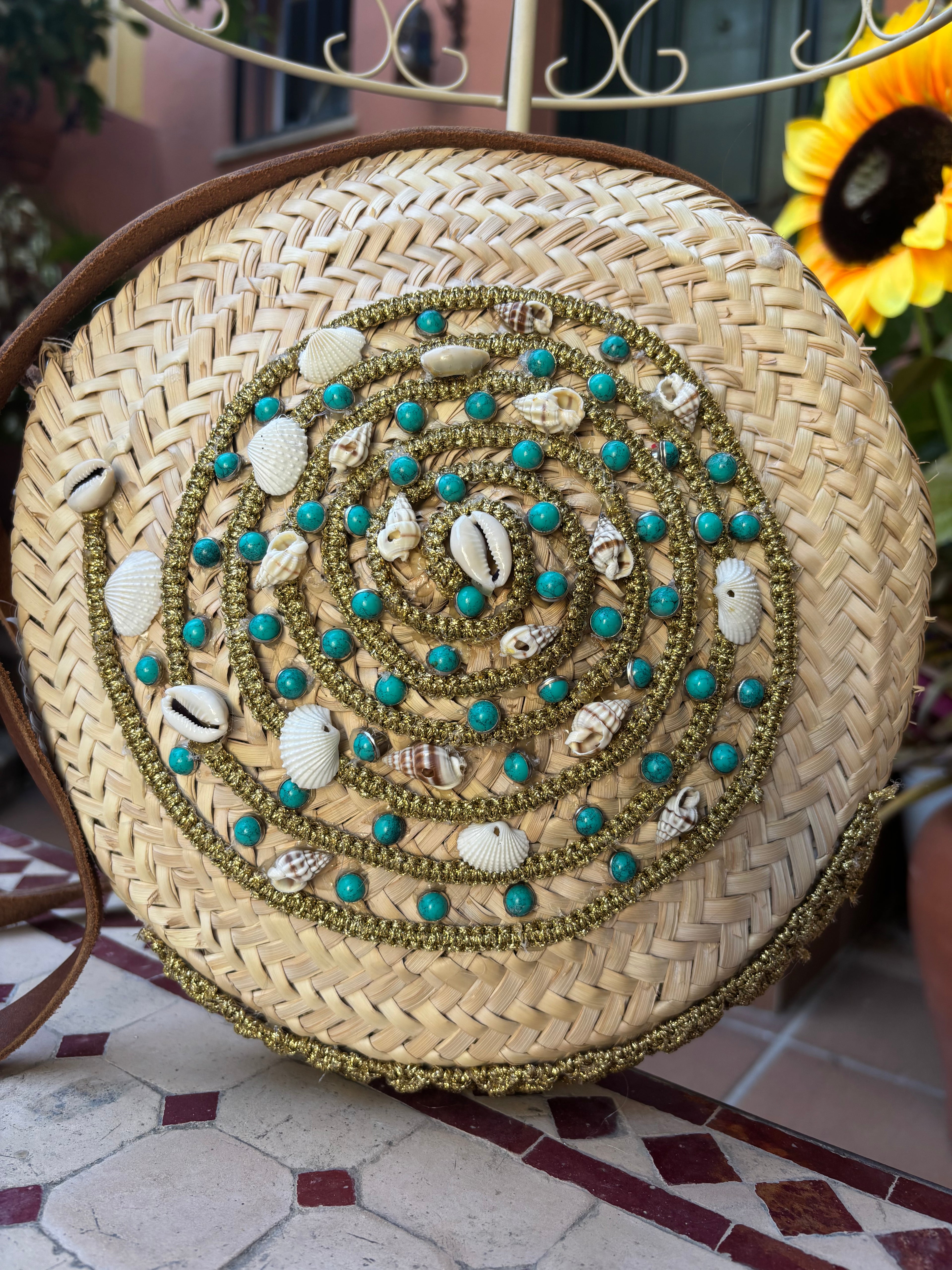 Bolso rafia turquesa