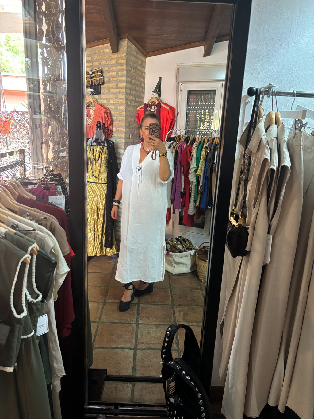 Vestido lino boton