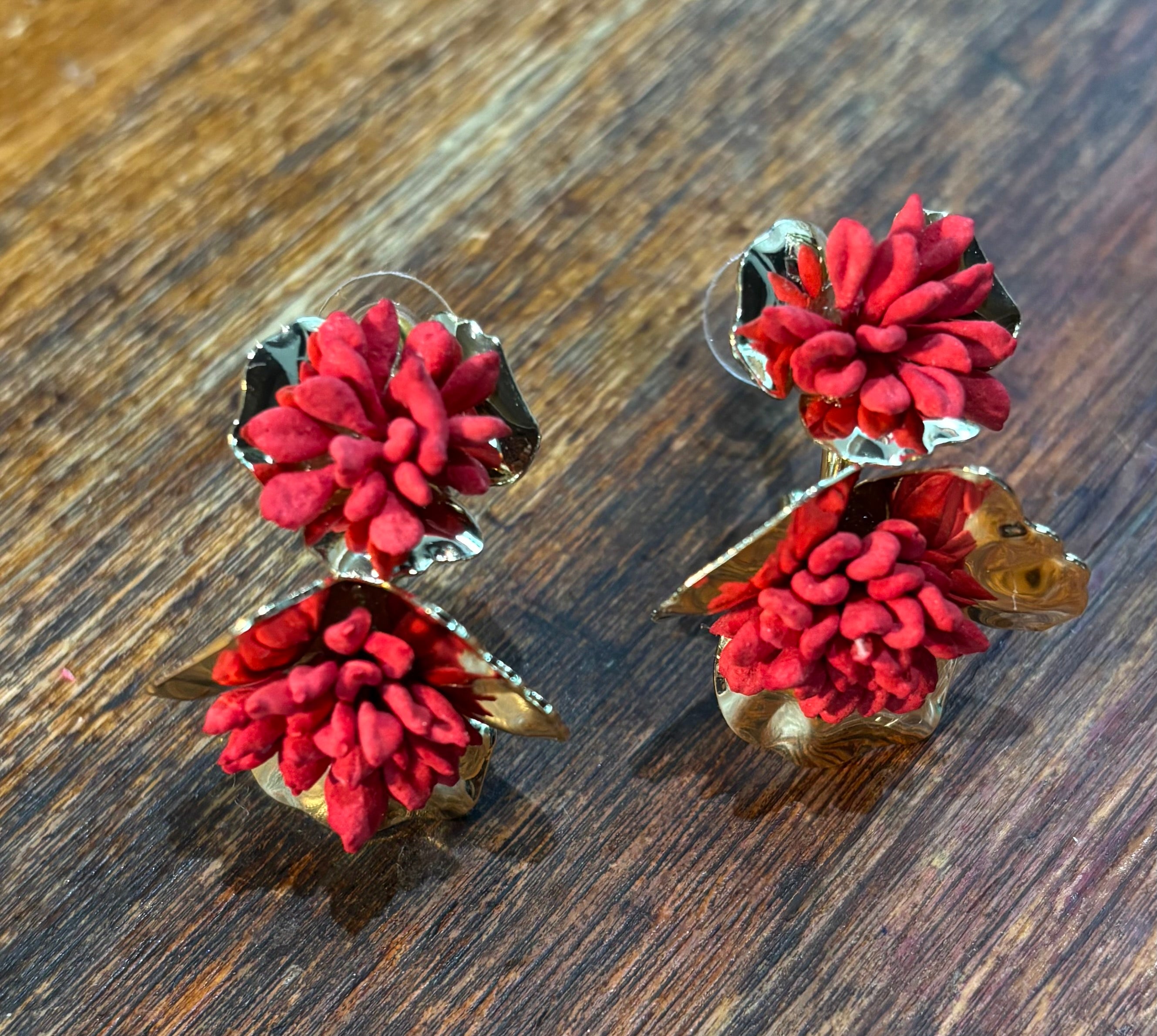 PENDIENTES FLOR PETALOS ACERO