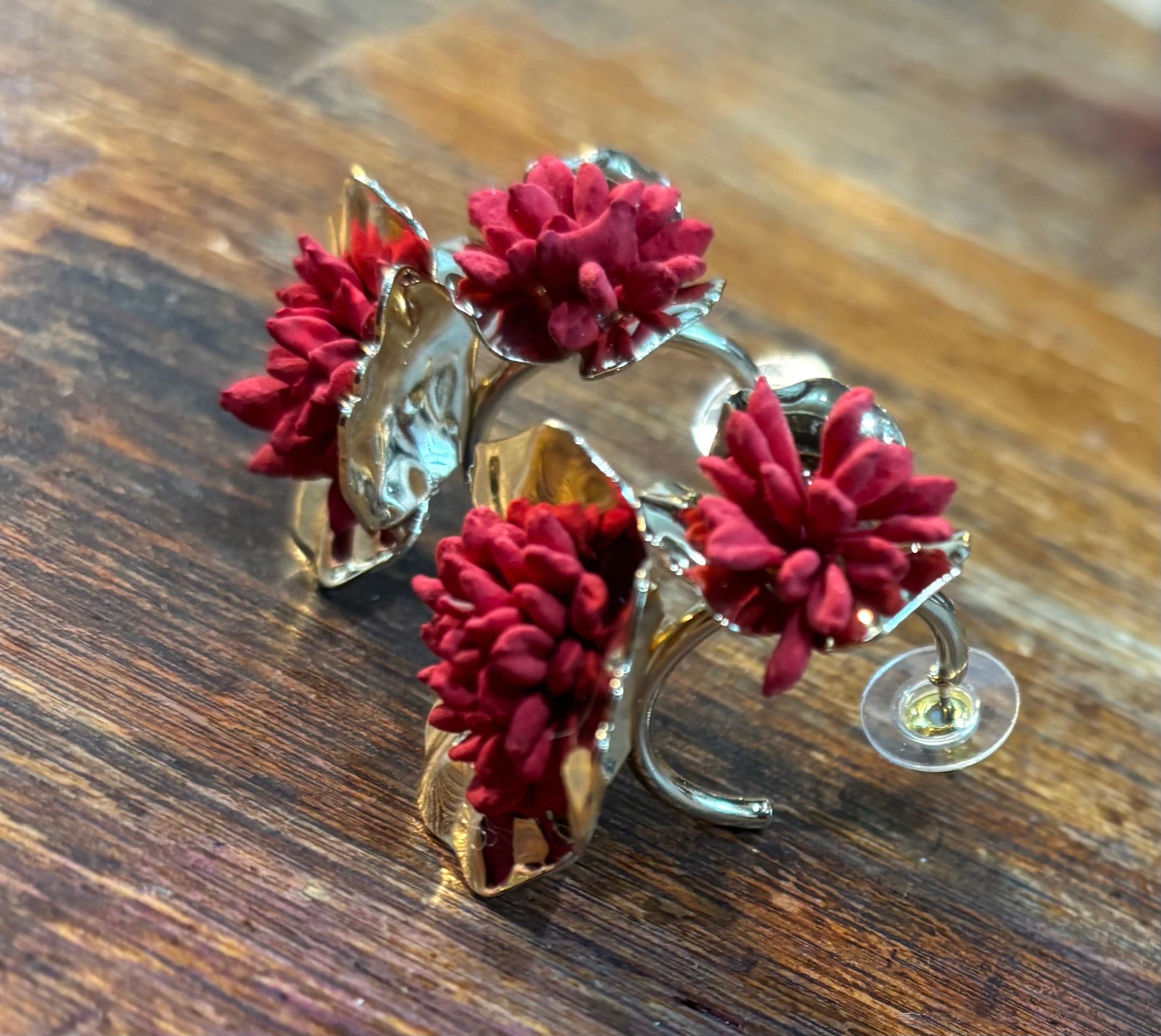 PENDIENTES FLOR PETALOS ACERO