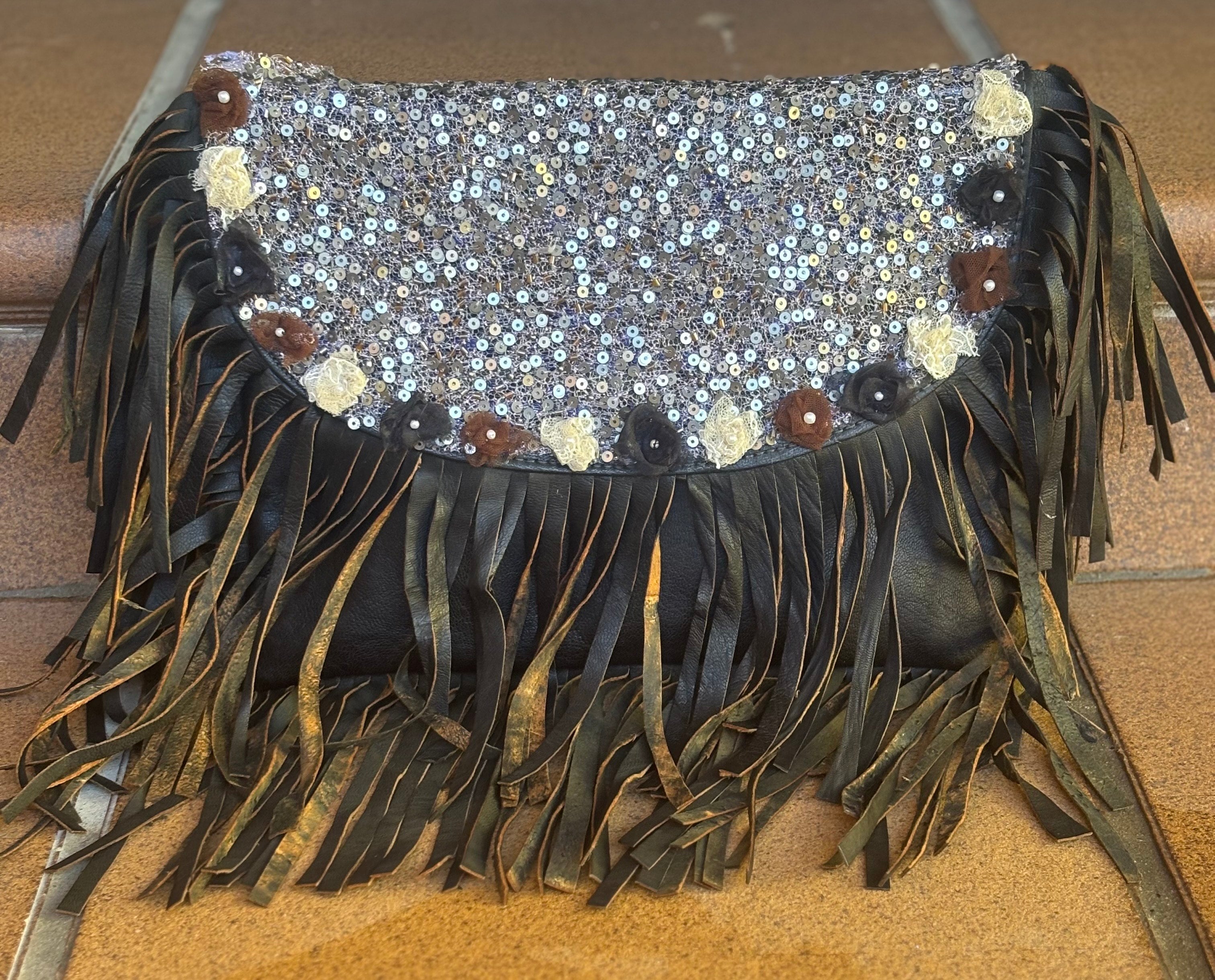 BOLSO DOBLE FLECOS LENTEJUELAS