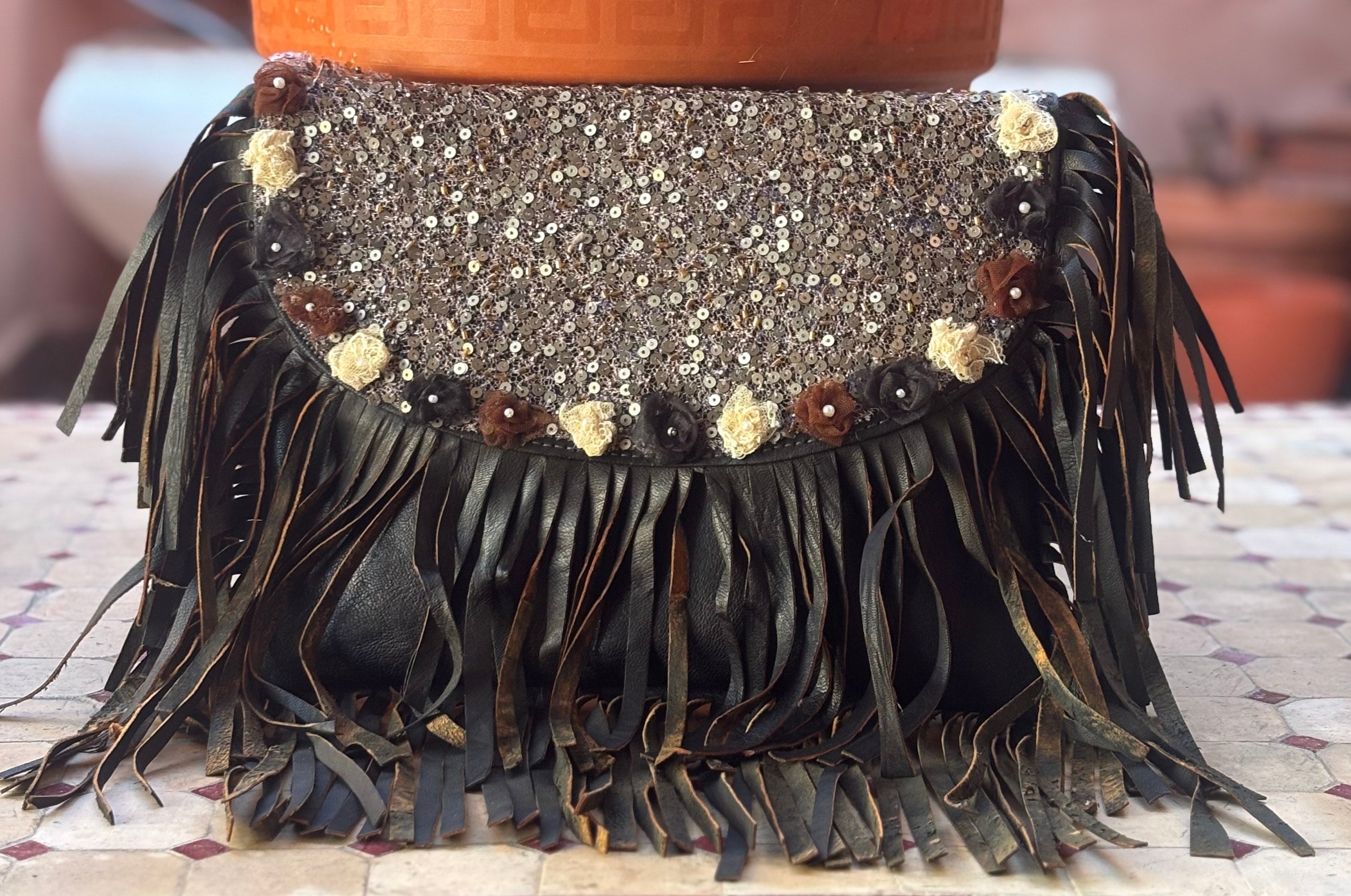BOLSO DOBLE FLECOS LENTEJUELAS