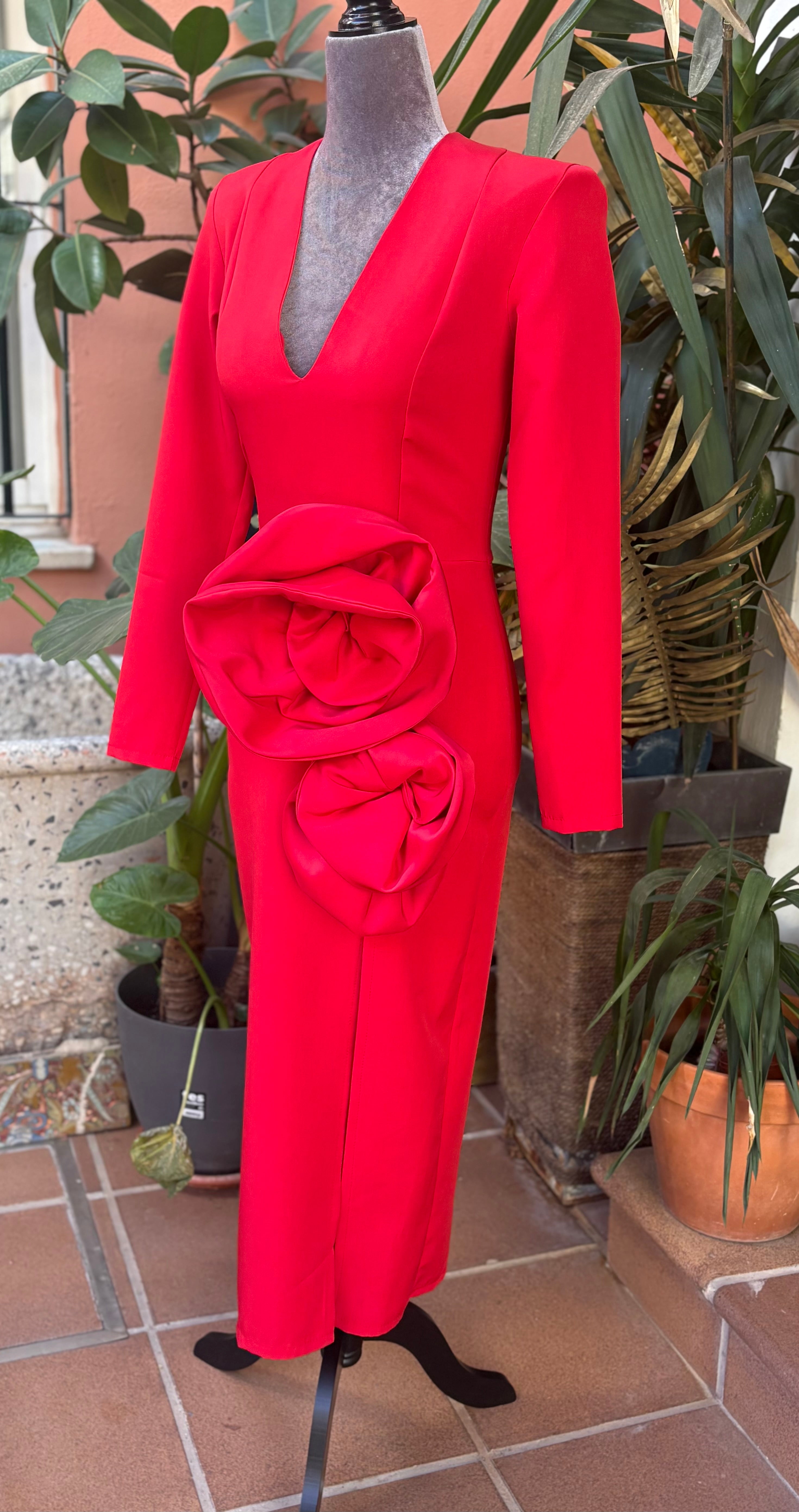 VESTIDO CLAVEL ROJO