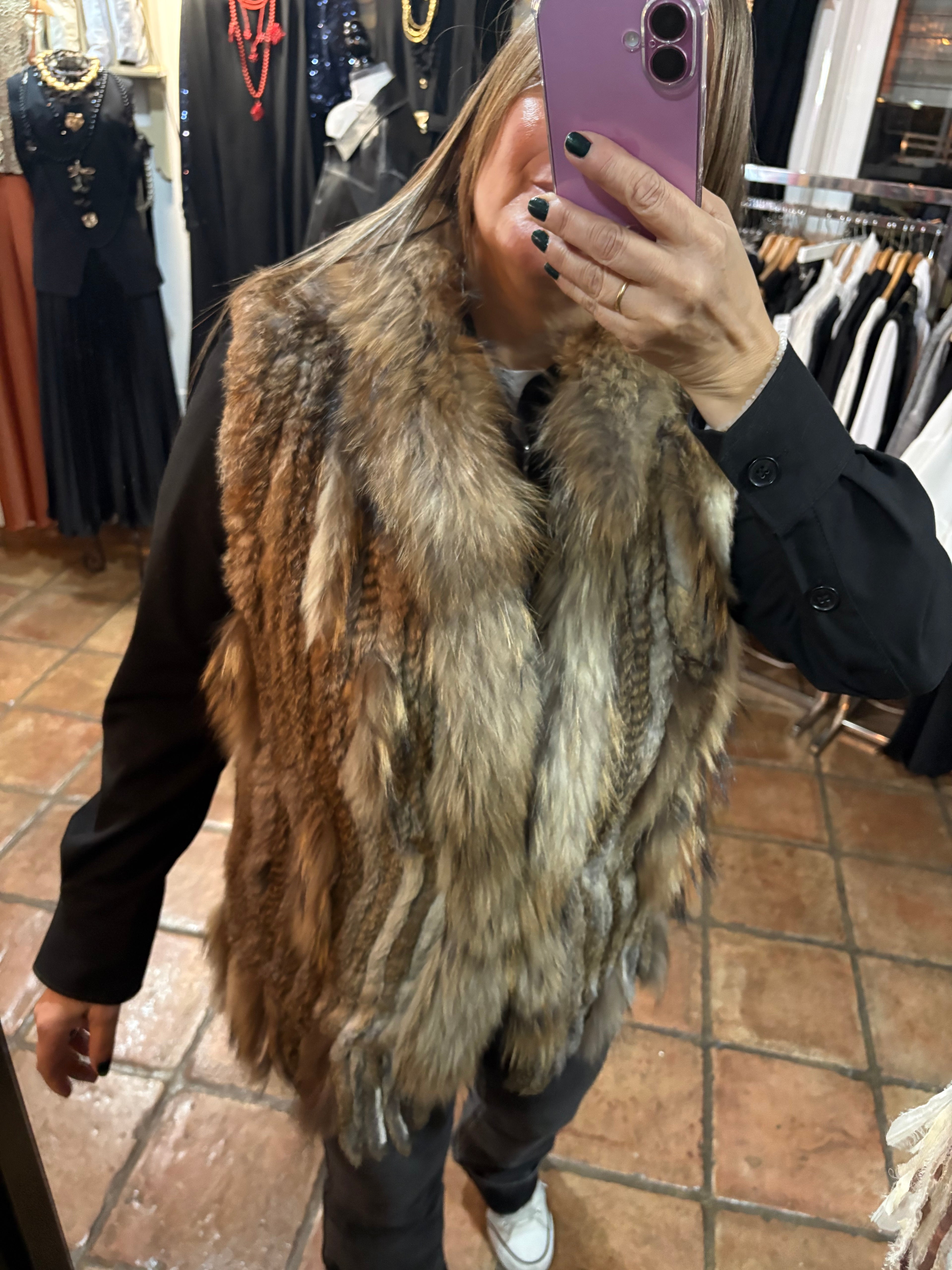 Chaleco de piel conejo