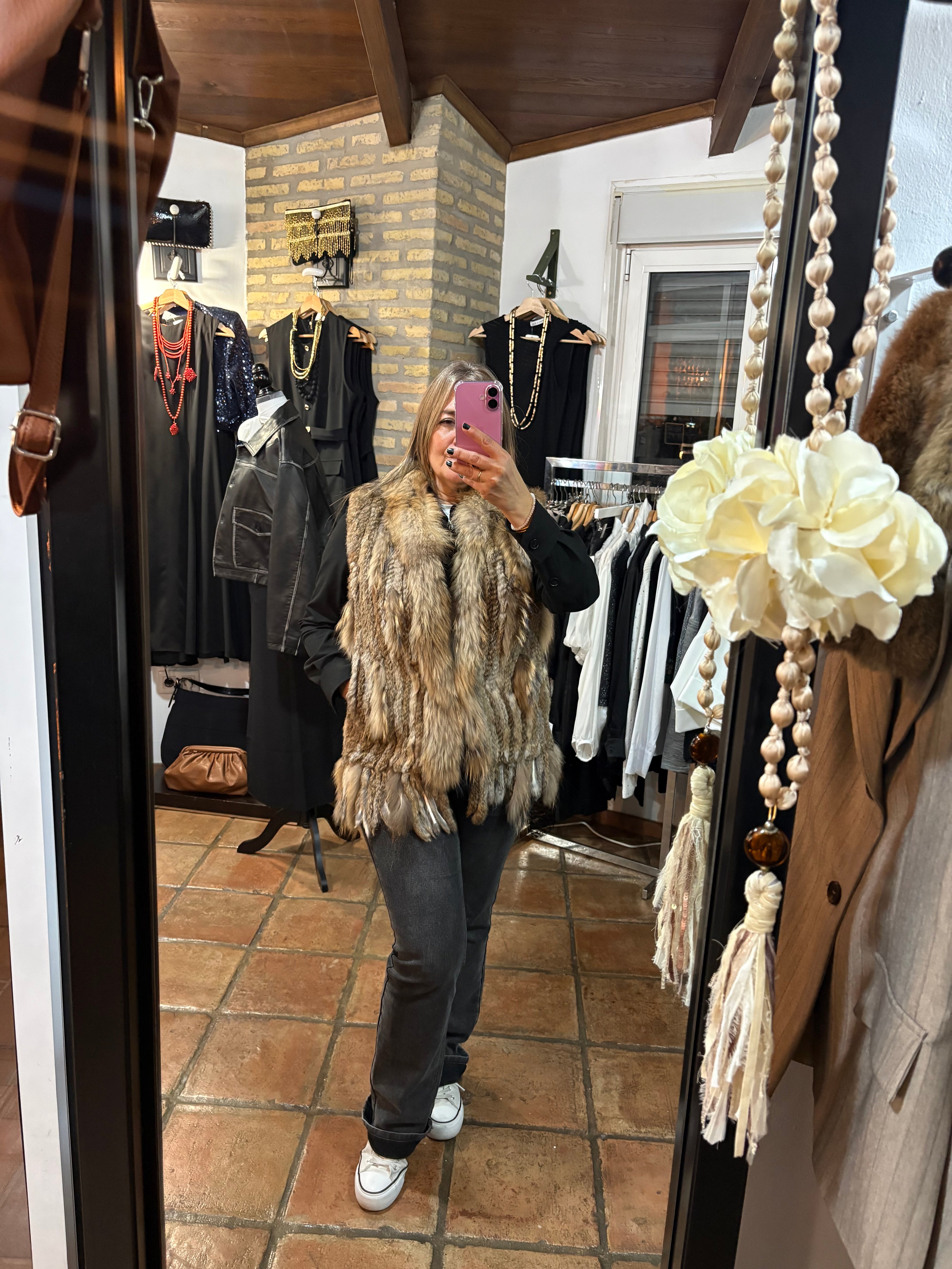 Chaleco de piel conejo