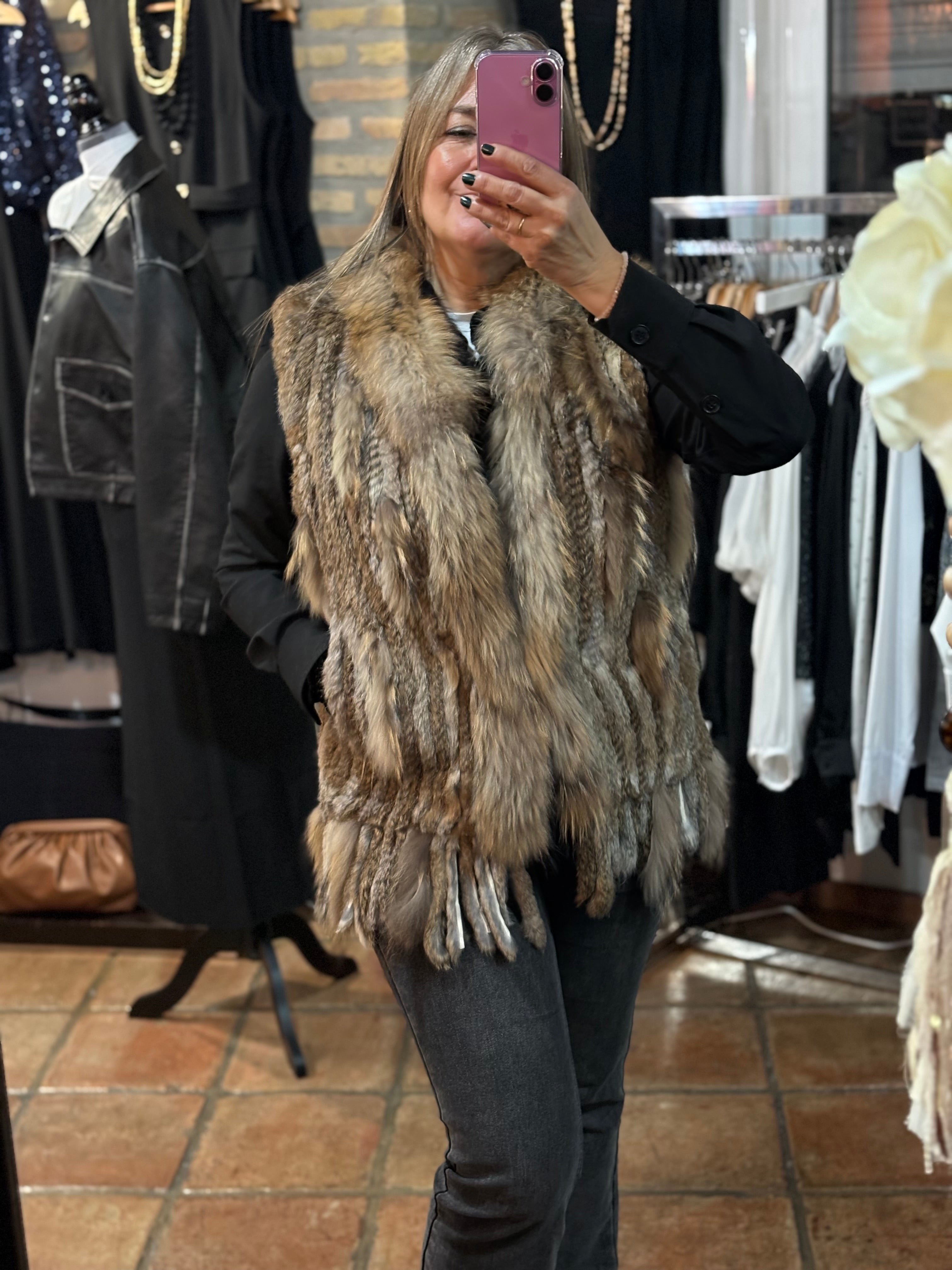 Chaleco de piel conejo