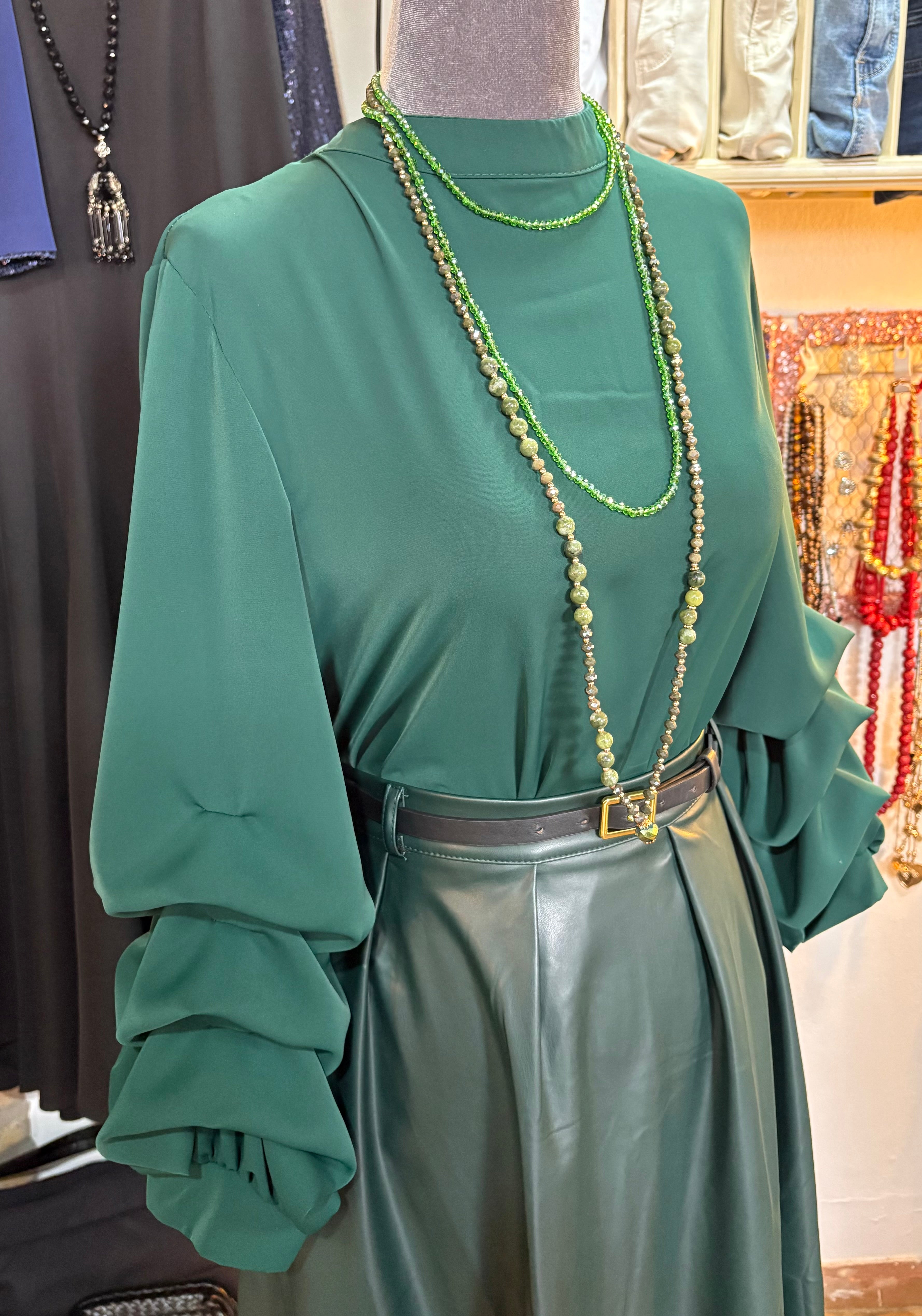 CAMISA VERDE TABLONES MANGAS