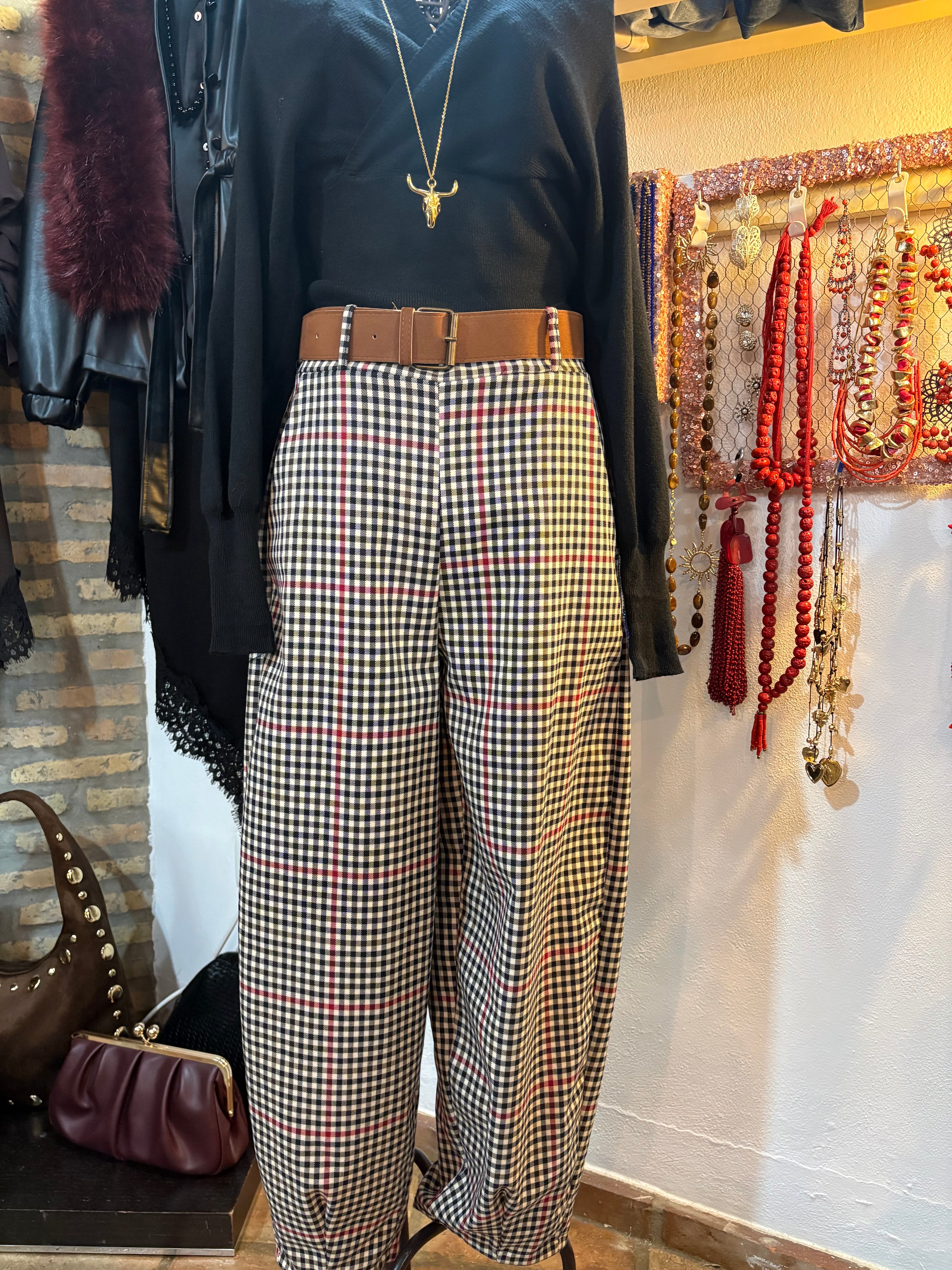 PANTALON GLOBO CUADRO VICHY