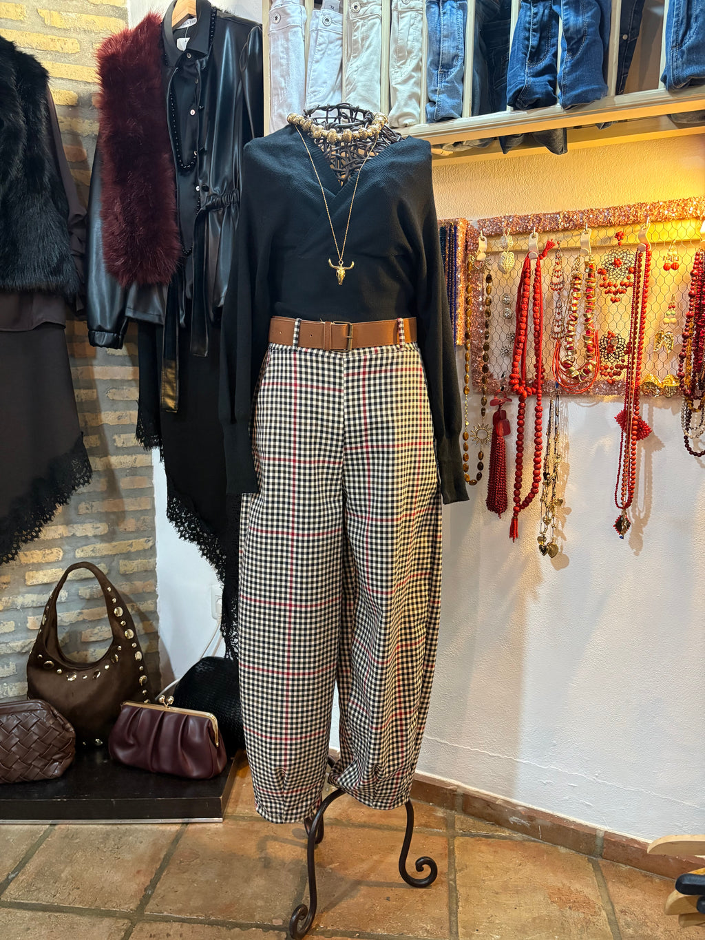 PANTALON GLOBO CUADRO VICHY