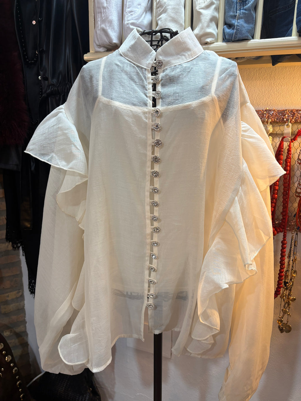 CAMISA ORGANZA BOTON JOYA