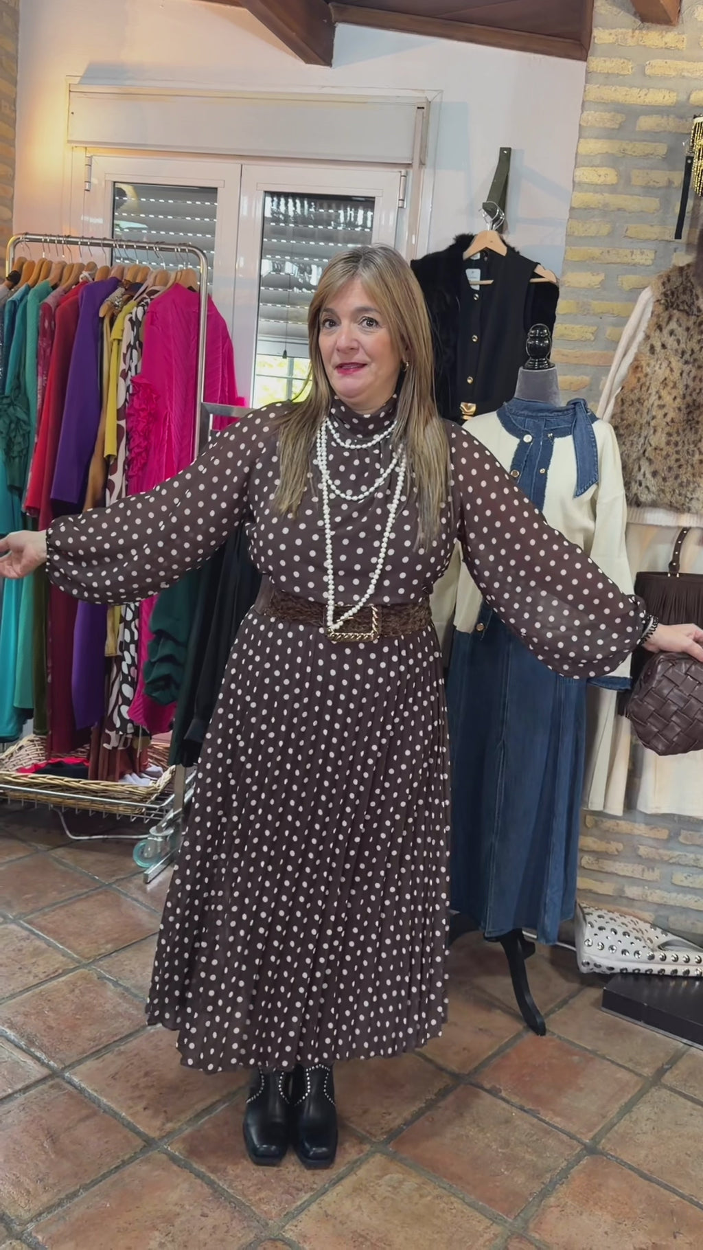 Vestido lunares marrón