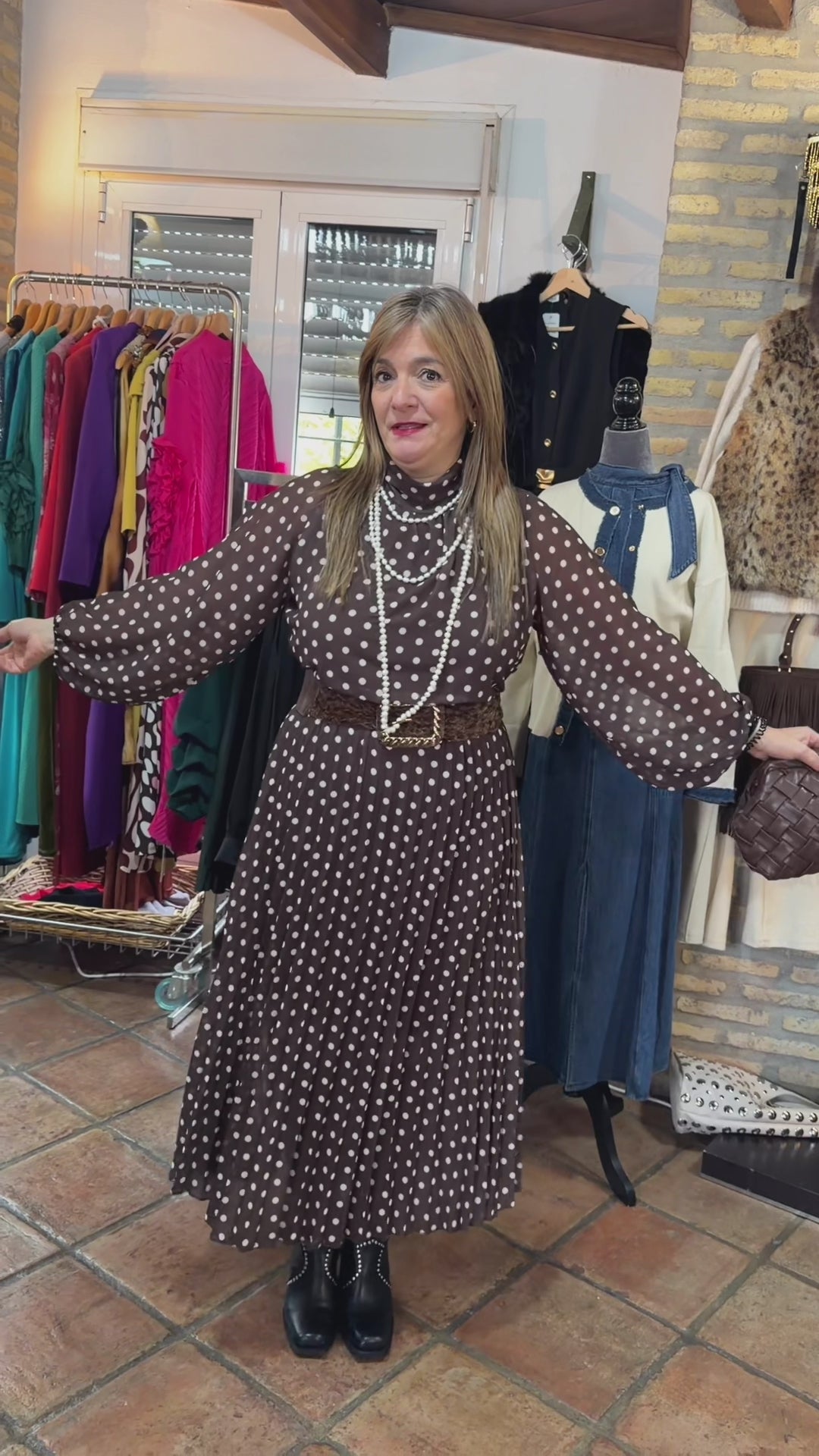 Vestido lunares marrón